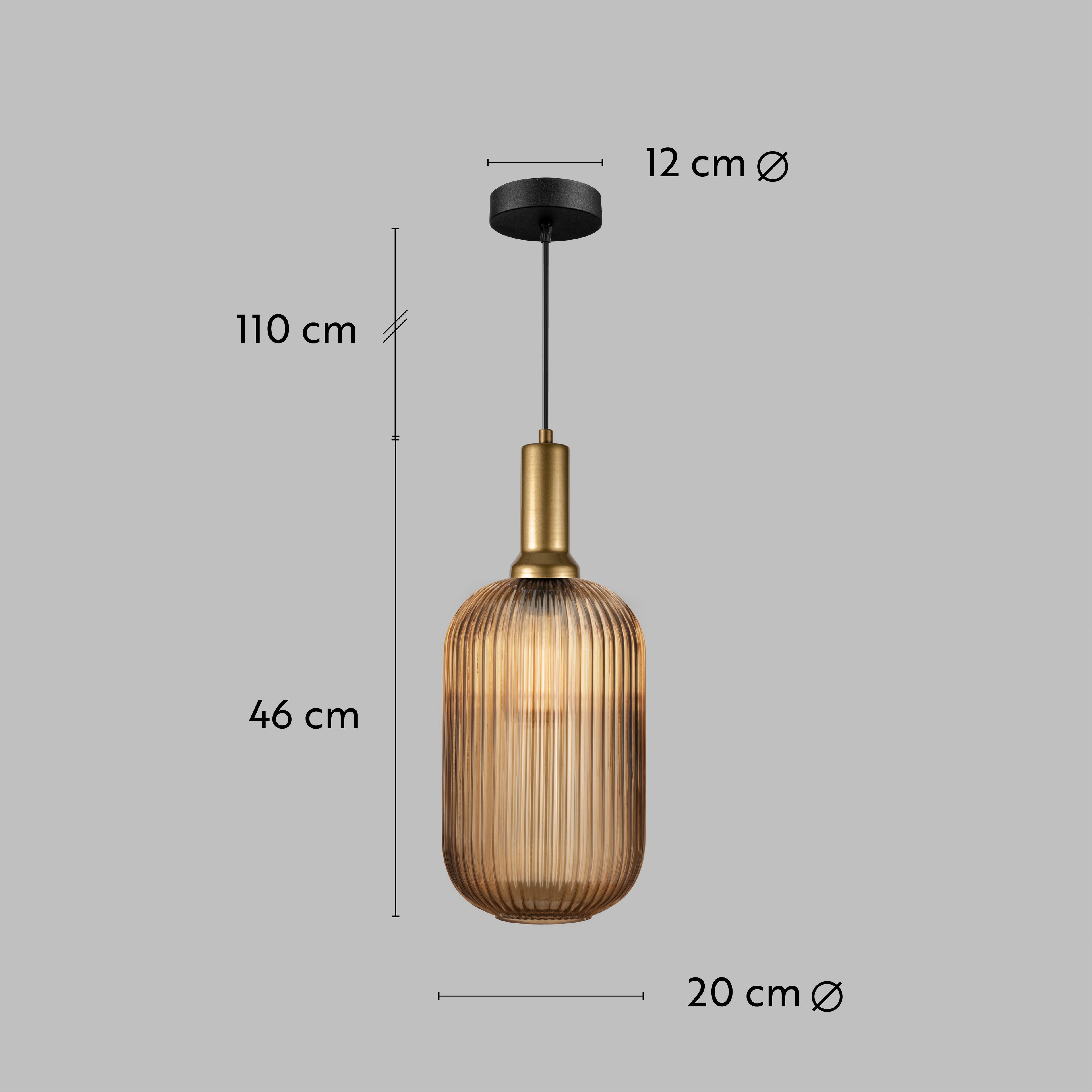 Amber Ribbed Glass Custom Made Modern Glass Pendant Light, Scandinavian Pendant Light for Kitchen Island, Large Hanging Glass Chandelier