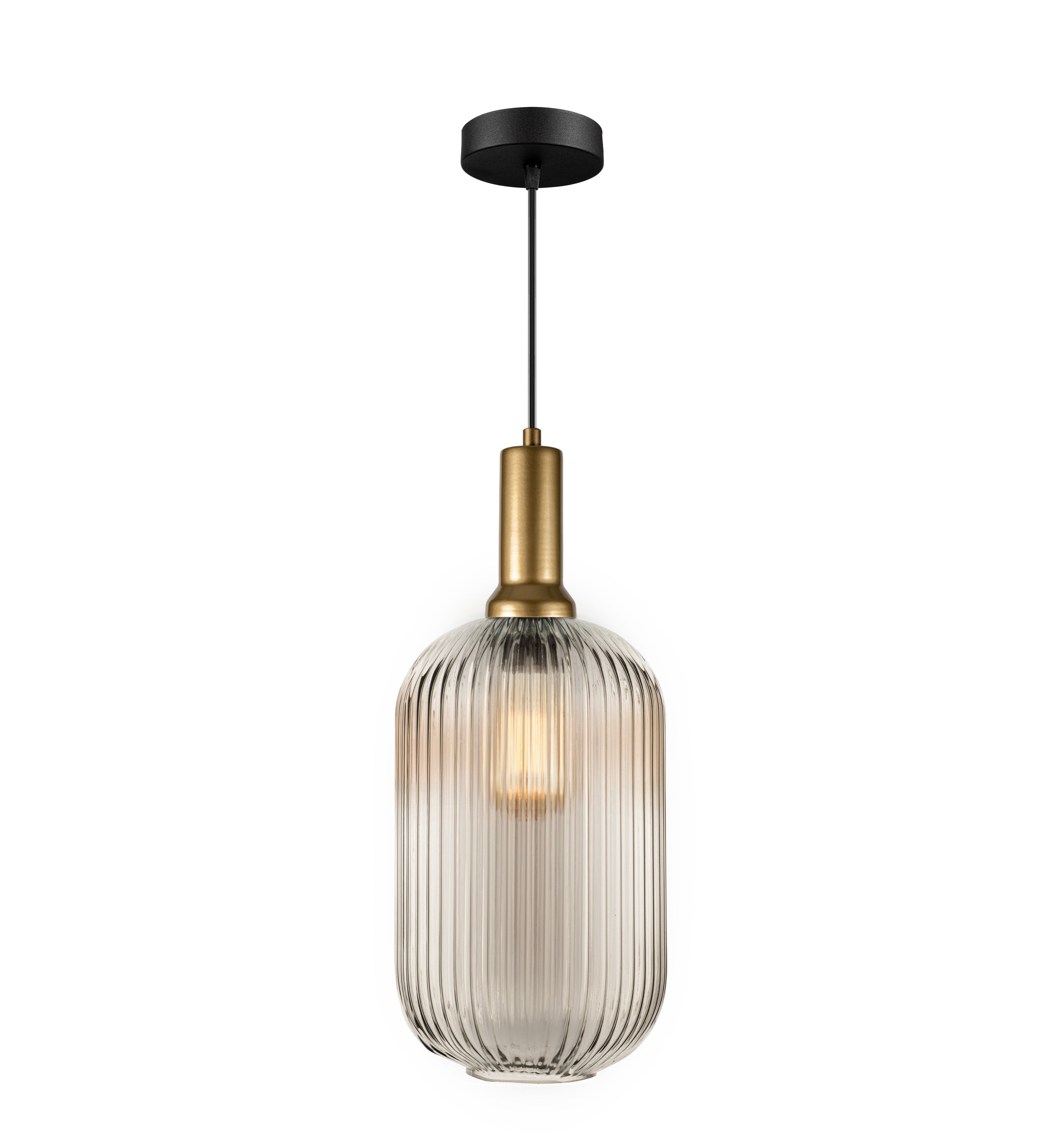 Amber Ribbed Glass Custom Made Modern Glass Pendant Light, Scandinavian Pendant Light for Kitchen Island, Large Hanging Glass Chandelier