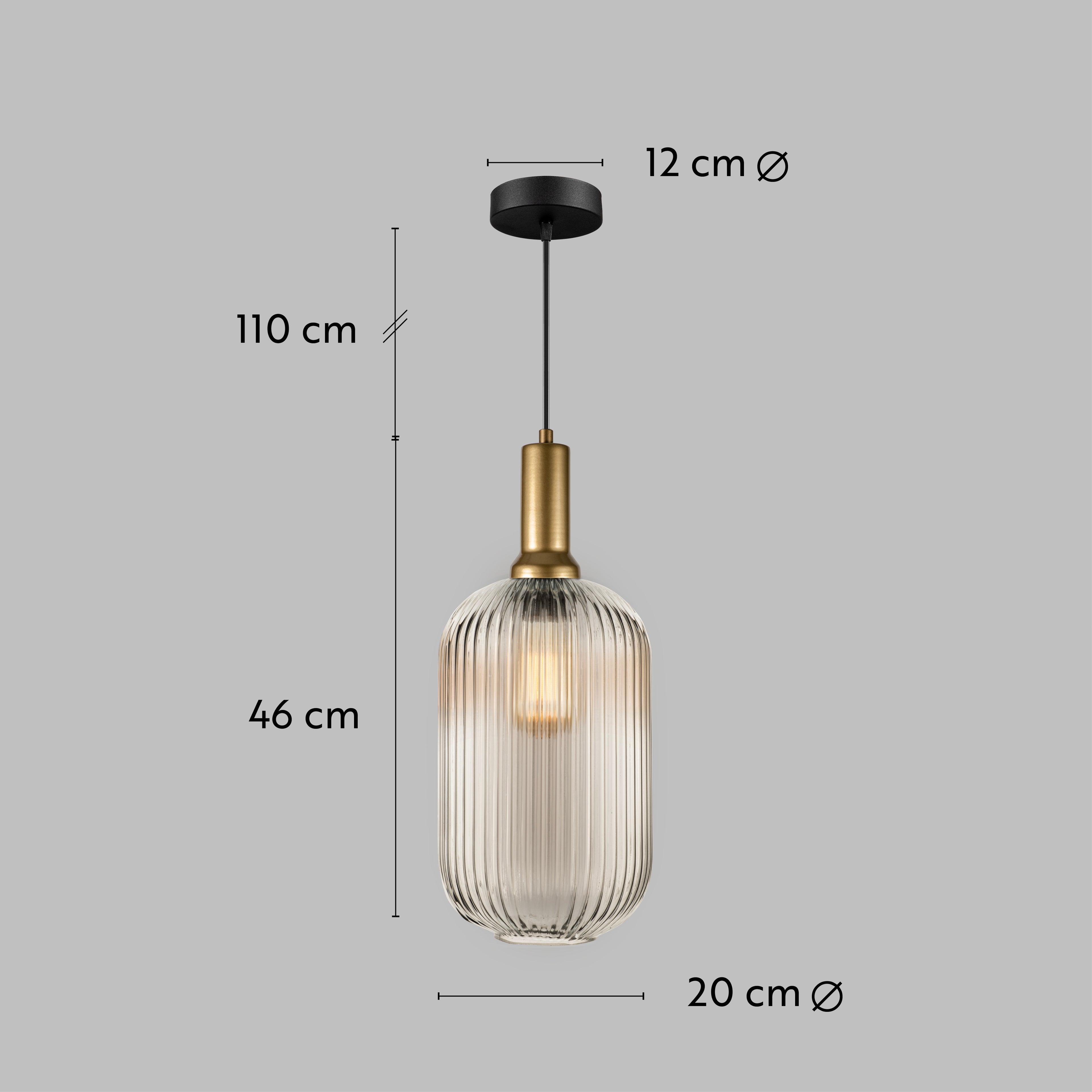 Amber Ribbed Glass Custom Made Modern Glass Pendant Light, Scandinavian Pendant Light for Kitchen Island, Large Hanging Glass Chandelier