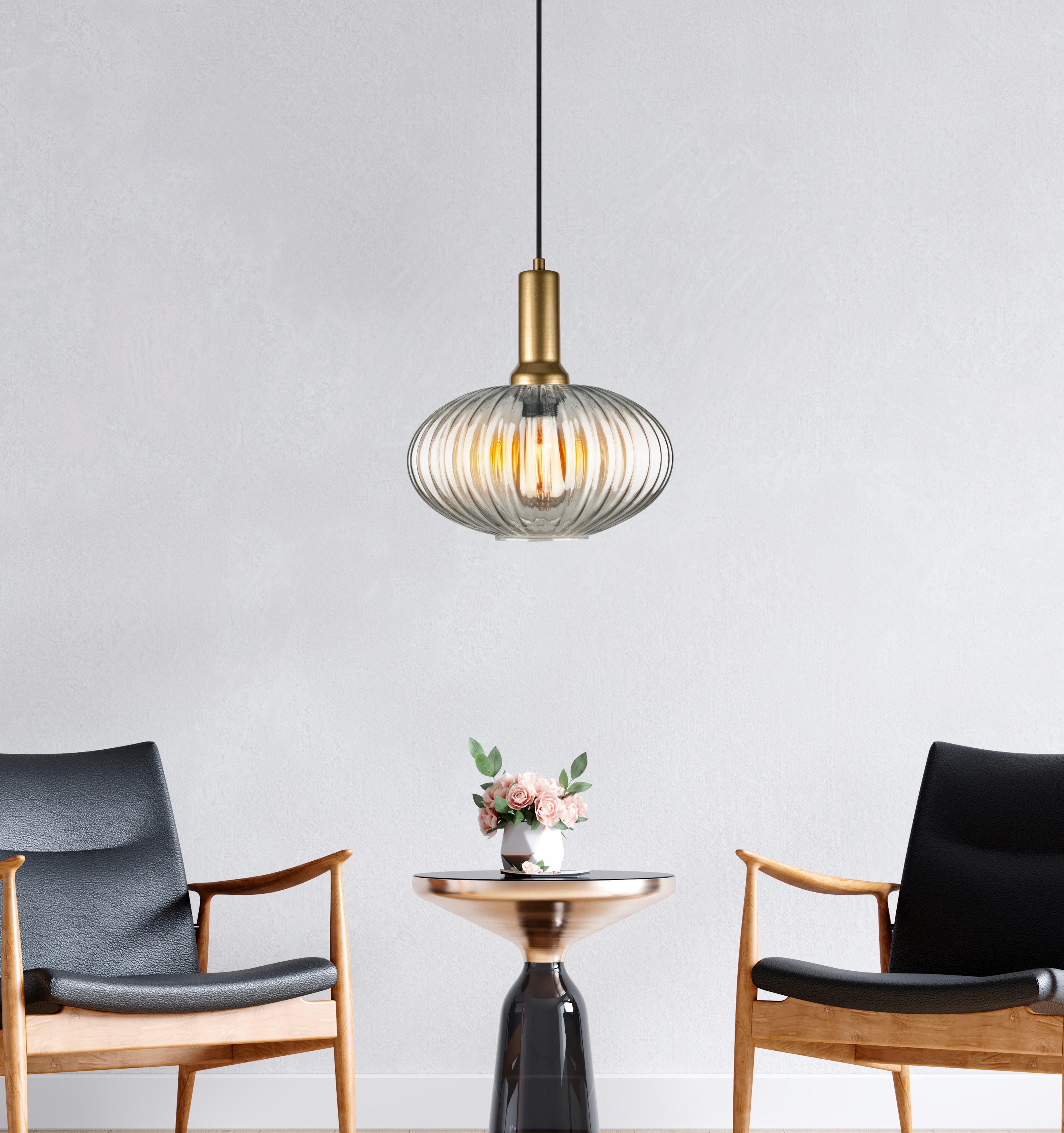 Amber Modern Glass Pendant Light, Custom Ribbed Glass Pendant Lighting, Multi Lighting for Stairwell Long Chandelier, Elegant Light Fixture