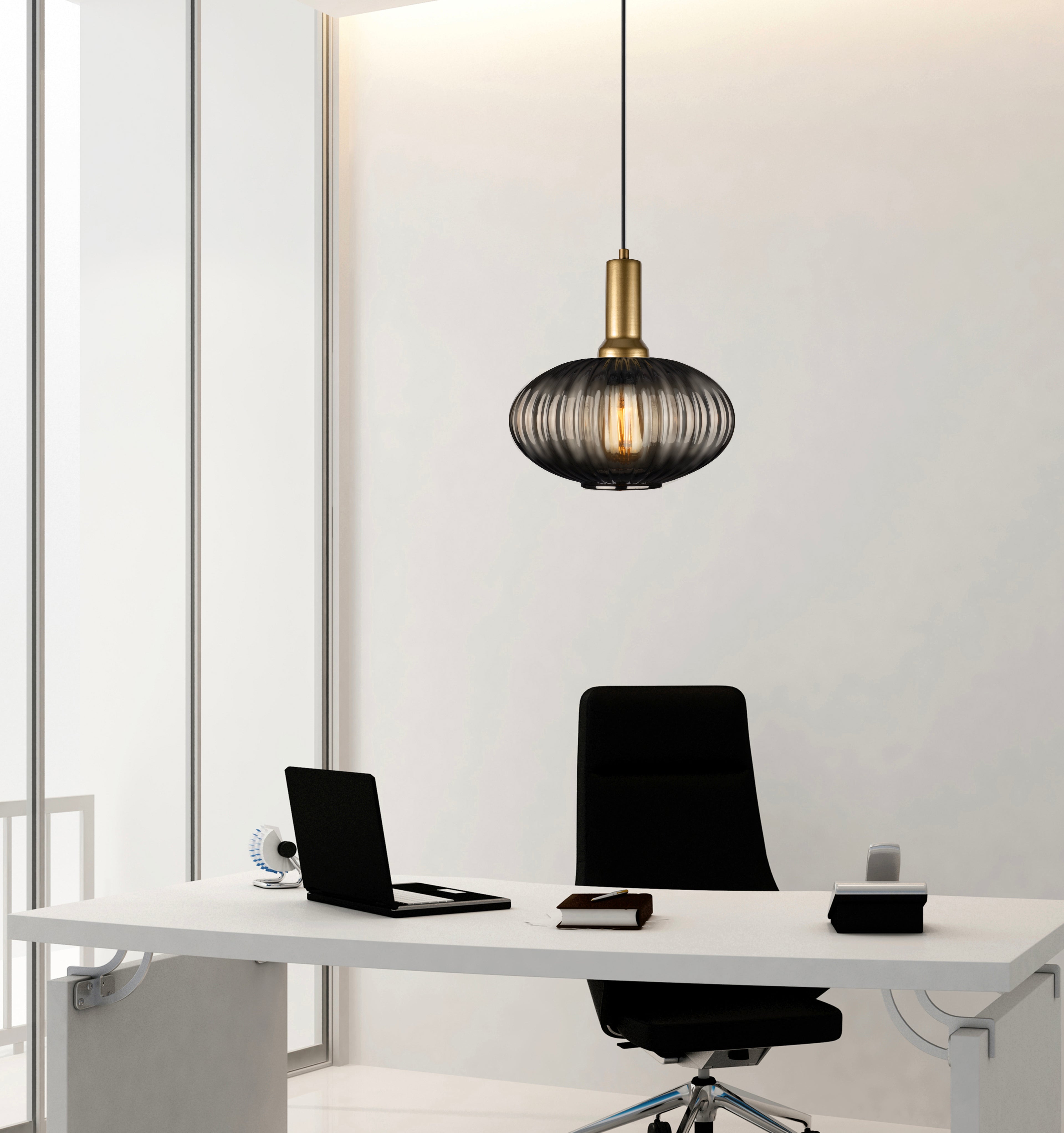 Amber Modern Glass Pendant Light, Custom Ribbed Glass Pendant Lighting, Multi Lighting for Stairwell Long Chandelier, Elegant Light Fixture