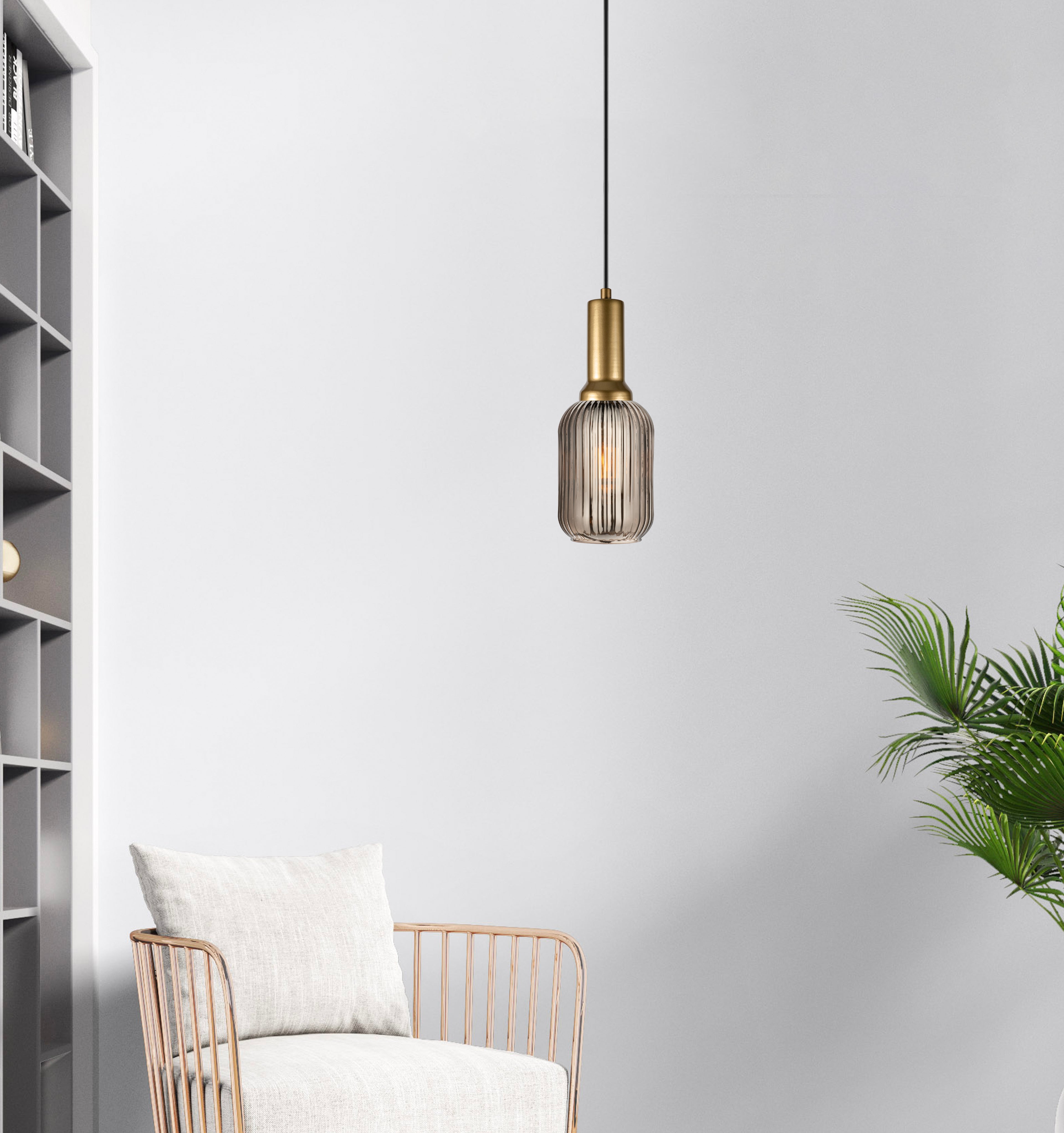 Clear Ribbed Modern Glass Pendant Lighting, Custom Glass Pendant Lighting, Multi Lighting for Stairwell Long Chandelier