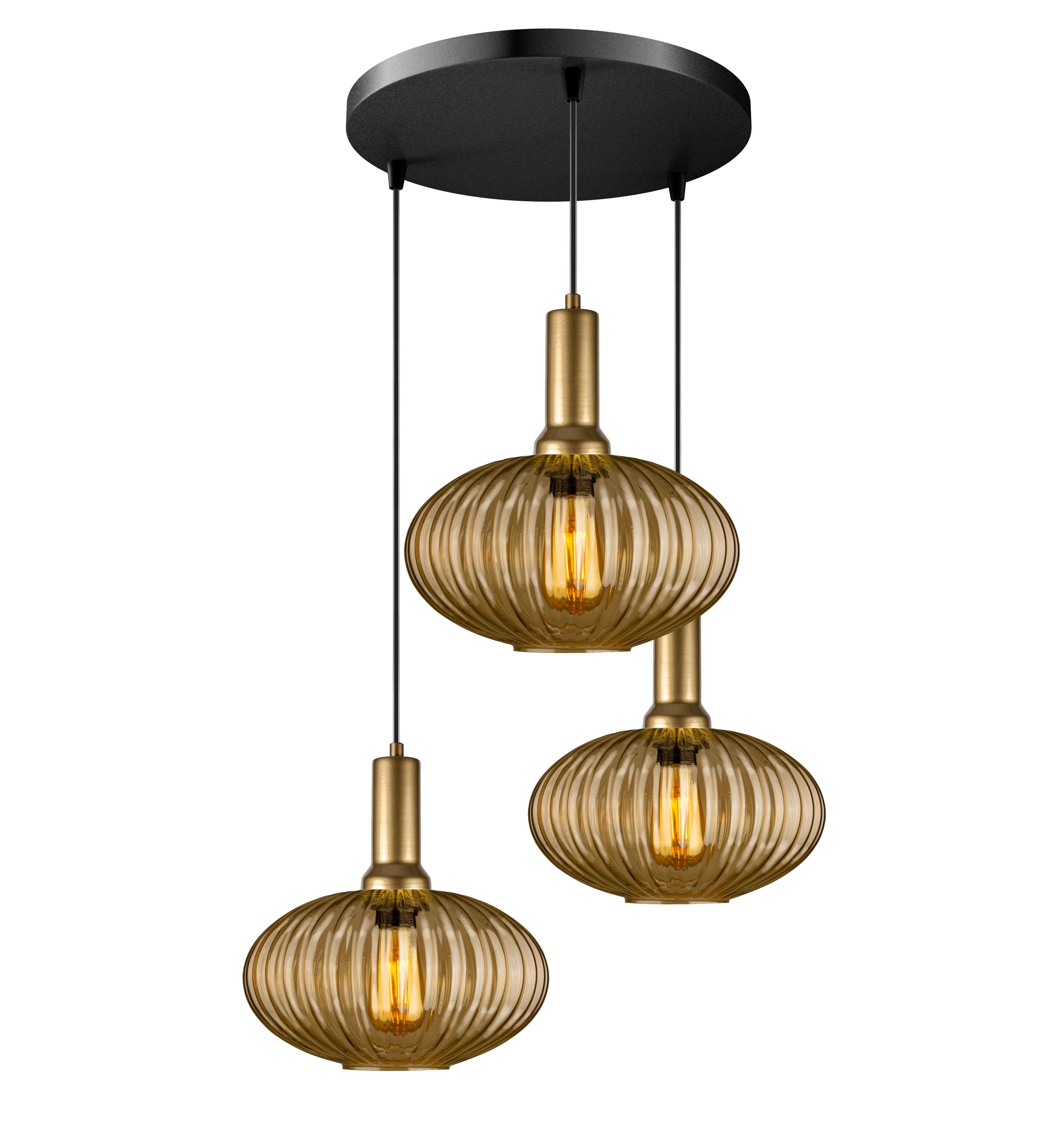 Amber Modern Glass Pendant Light, Custom Ribbed Glass Pendant Lighting, Multi Lighting for Stairwell Long Chandelier, Elegant Light Fixture