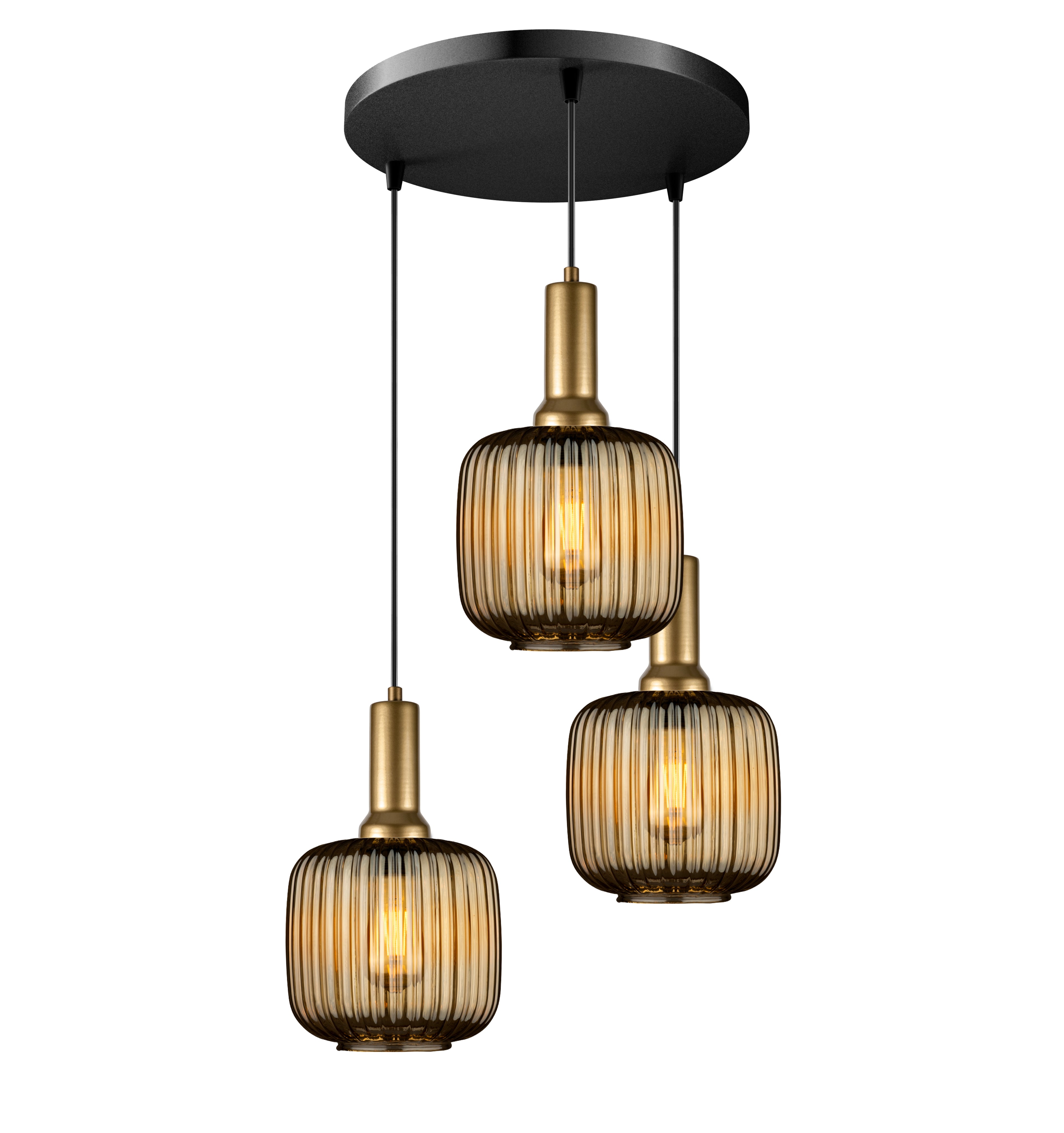 Amber Ribbed Glass Modern Pendant lighting, Custom Ribbed Glass Pendant Lighting, Multi Lighting for Stairwell Long Chandelier