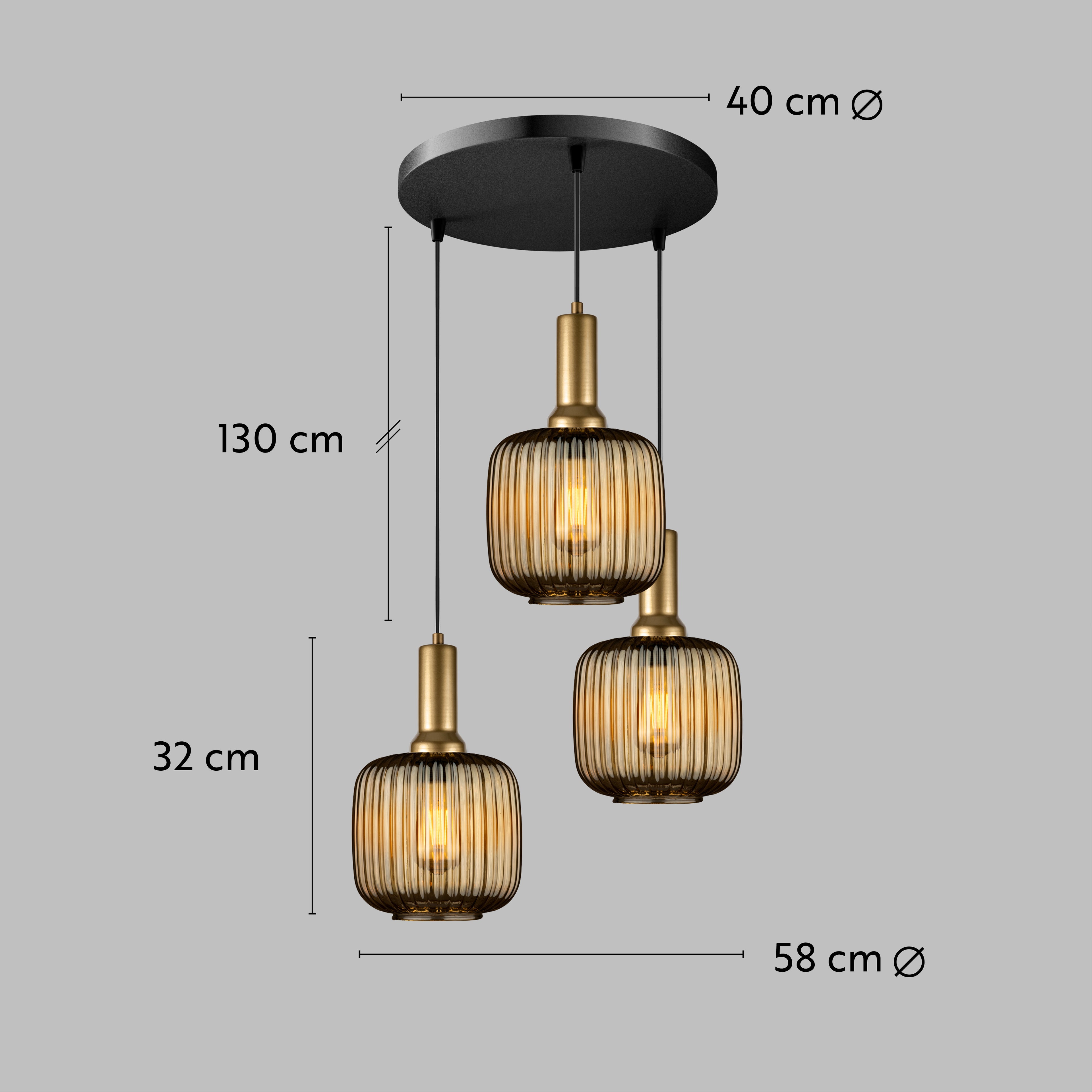Amber Ribbed Glass Modern Pendant lighting, Custom Ribbed Glass Pendant Lighting, Multi Lighting for Stairwell Long Chandelier