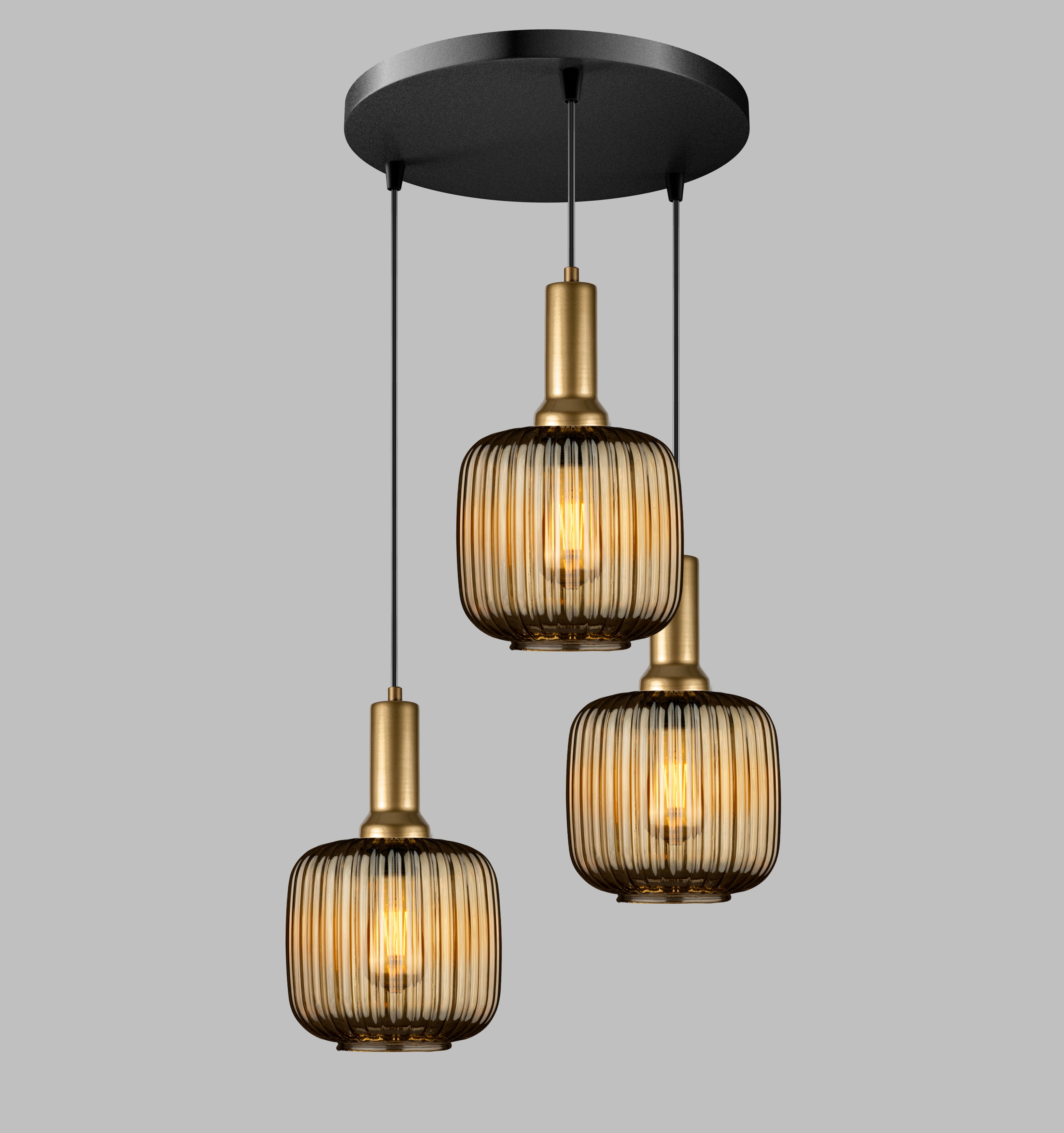 Amber Ribbed Glass Modern Pendant lighting, Custom Ribbed Glass Pendant Lighting, Multi Lighting for Stairwell Long Chandelier