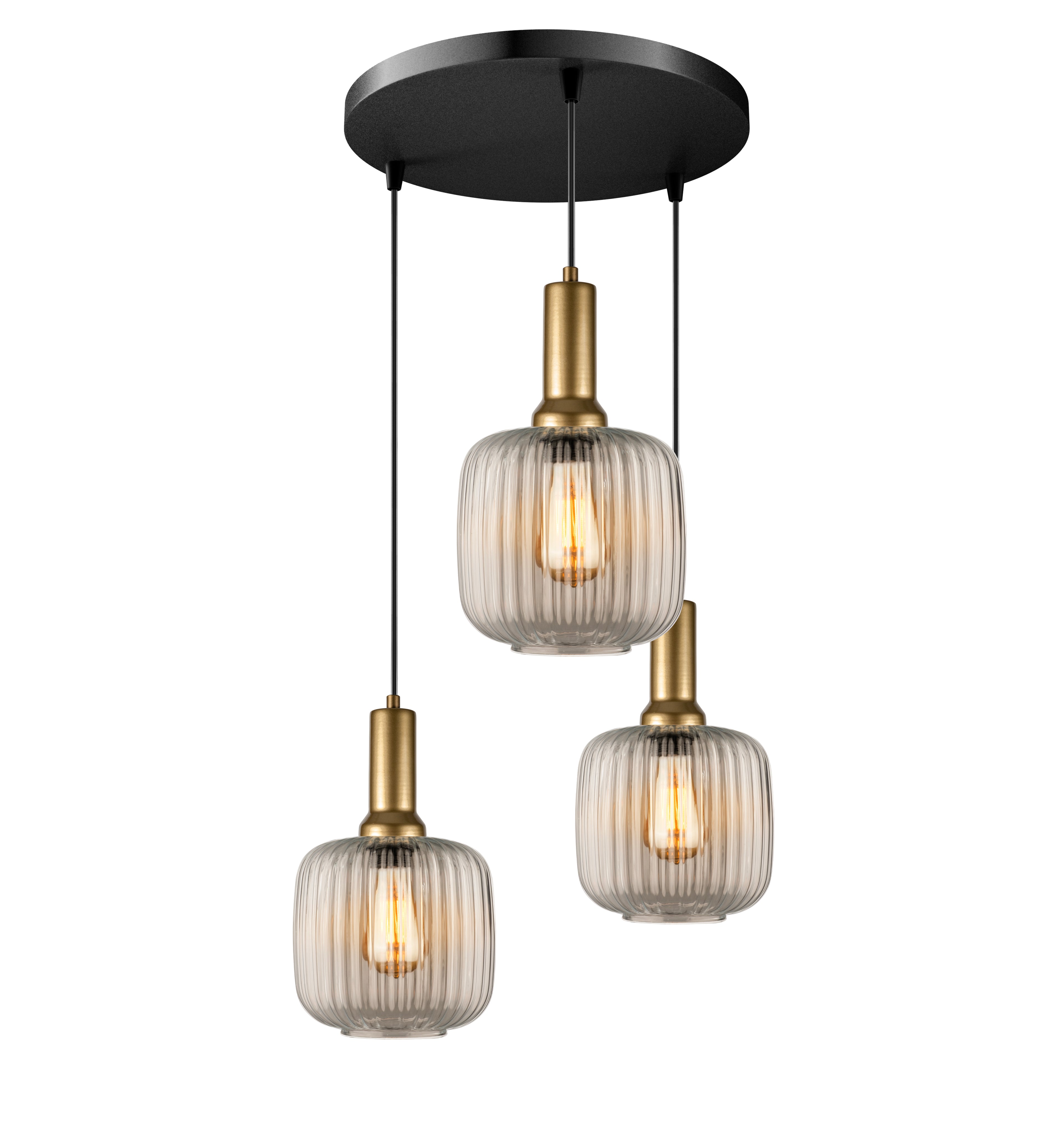 Amber Ribbed Glass Modern Pendant lighting, Custom Ribbed Glass Pendant Lighting, Multi Lighting for Stairwell Long Chandelier