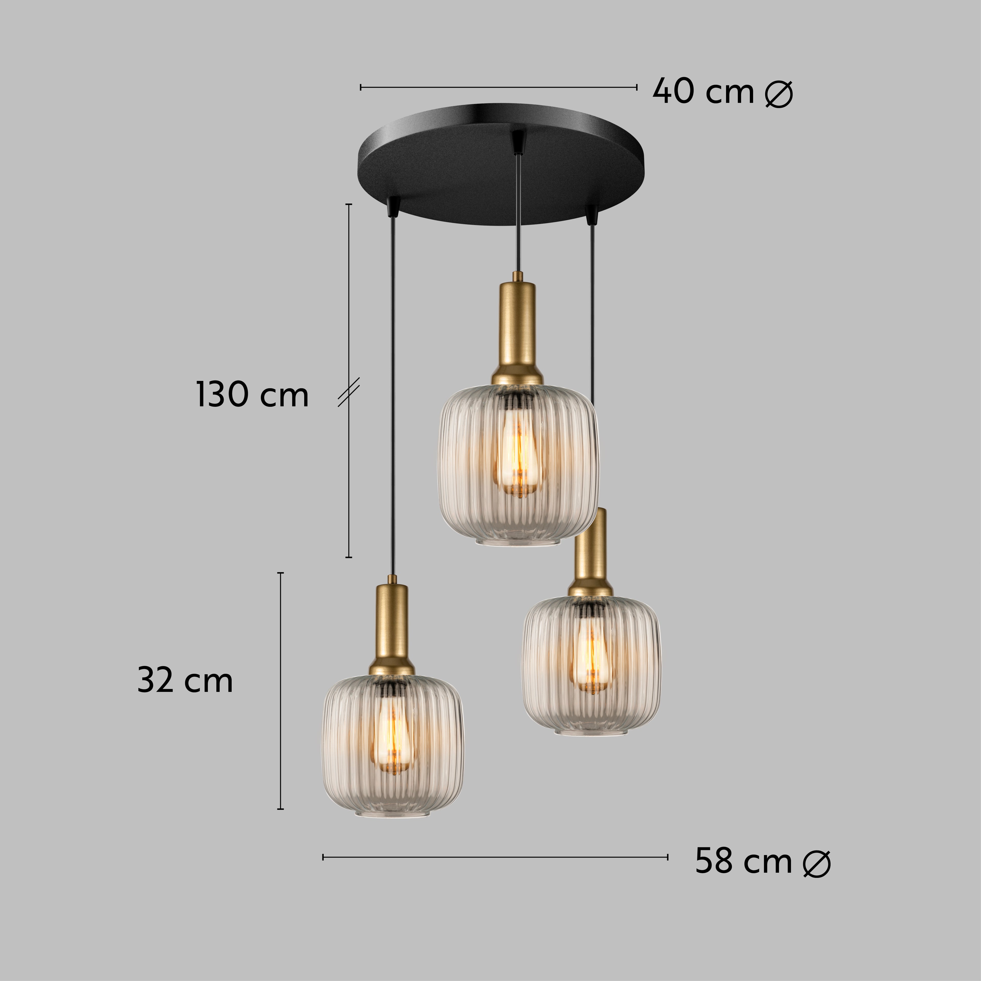 Amber Ribbed Glass Modern Pendant lighting, Custom Ribbed Glass Pendant Lighting, Multi Lighting for Stairwell Long Chandelier