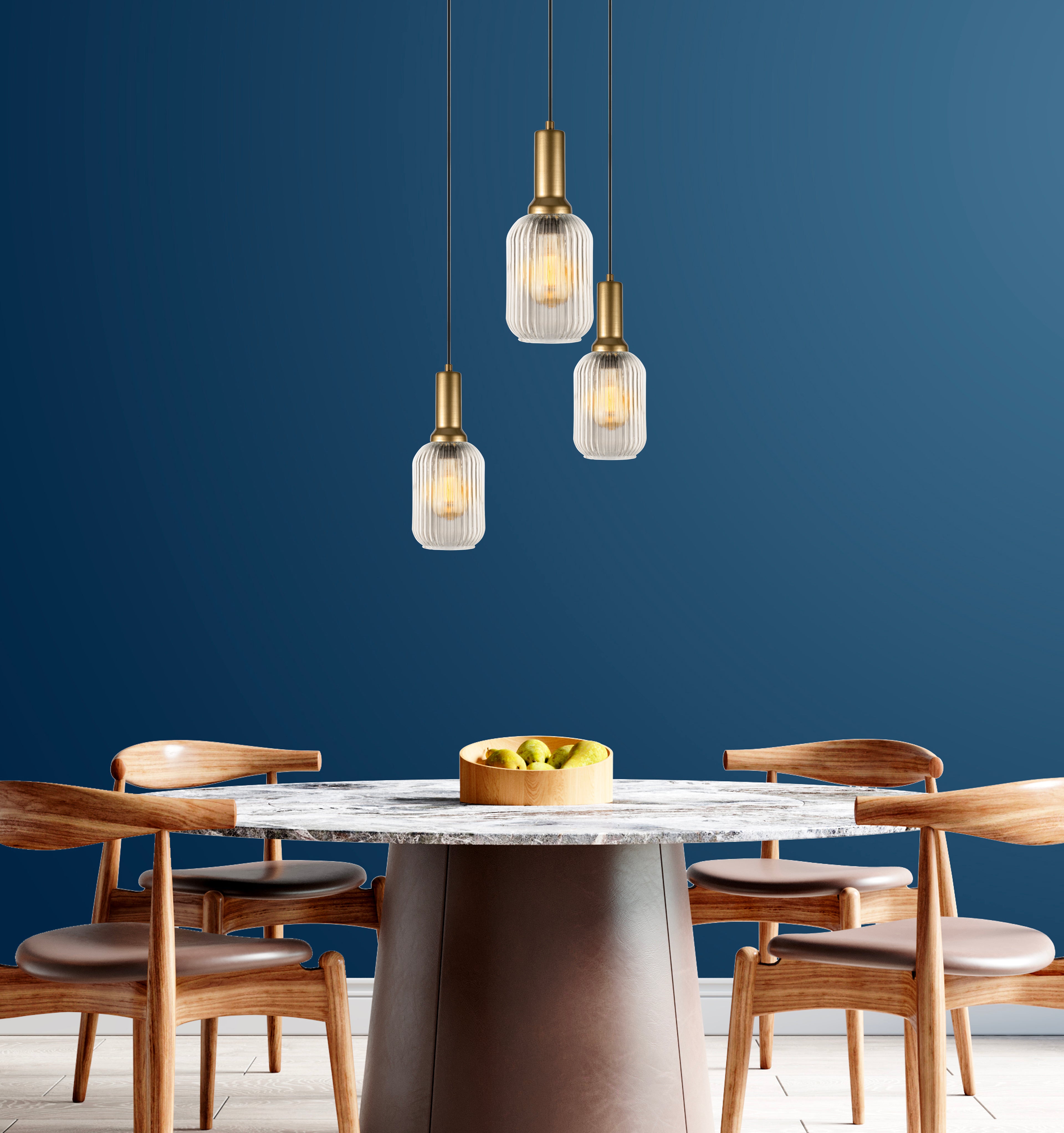 Amber Ribbed Glass Modern Pendant Lighting, Custom Glass Pendant Lighting, Elegant Multi Lighting for Stairwell Long Chandelier