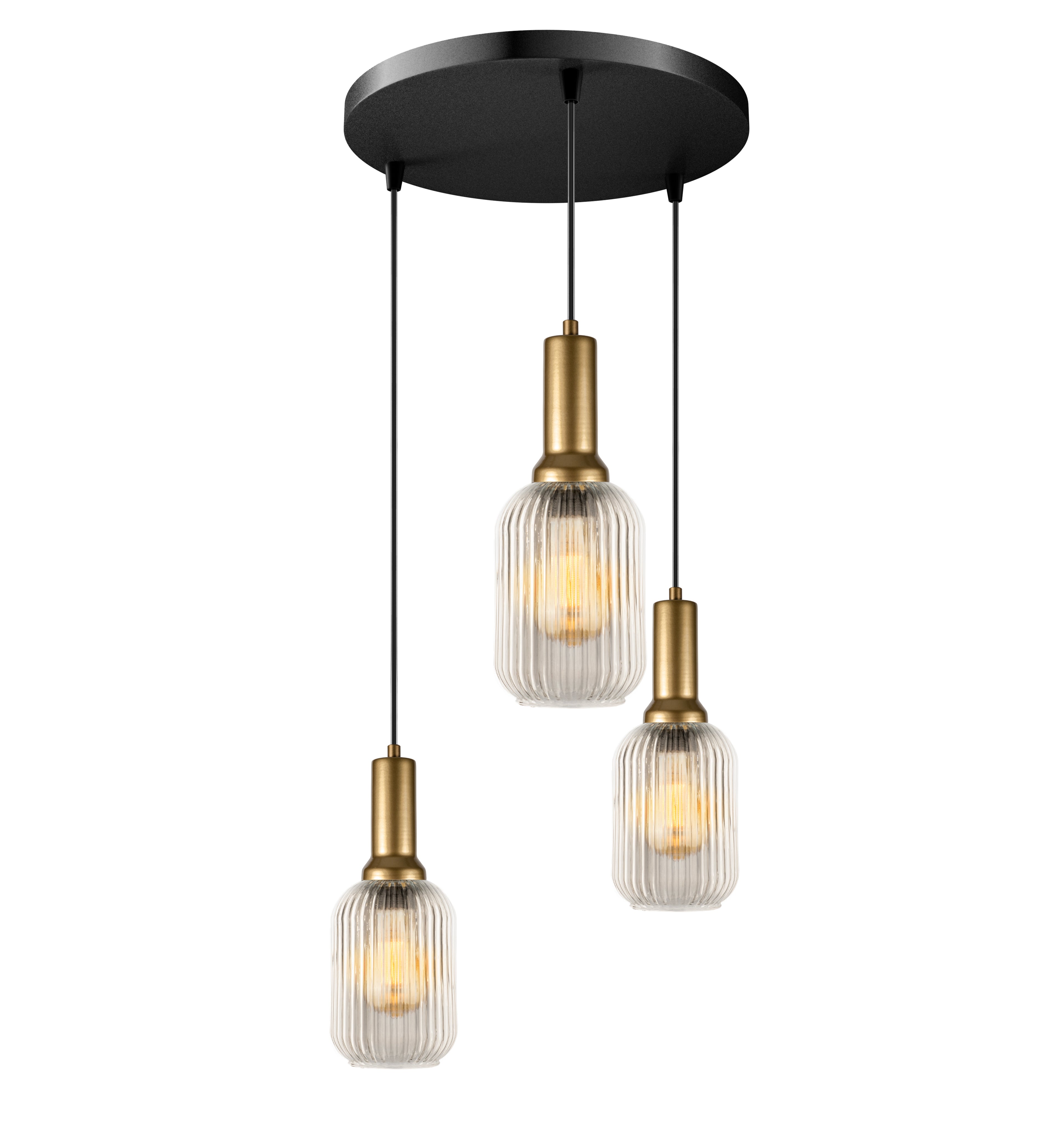 Amber Ribbed Glass Modern Pendant Lighting, Custom Glass Pendant Lighting, Elegant Multi Lighting for Stairwell Long Chandelier