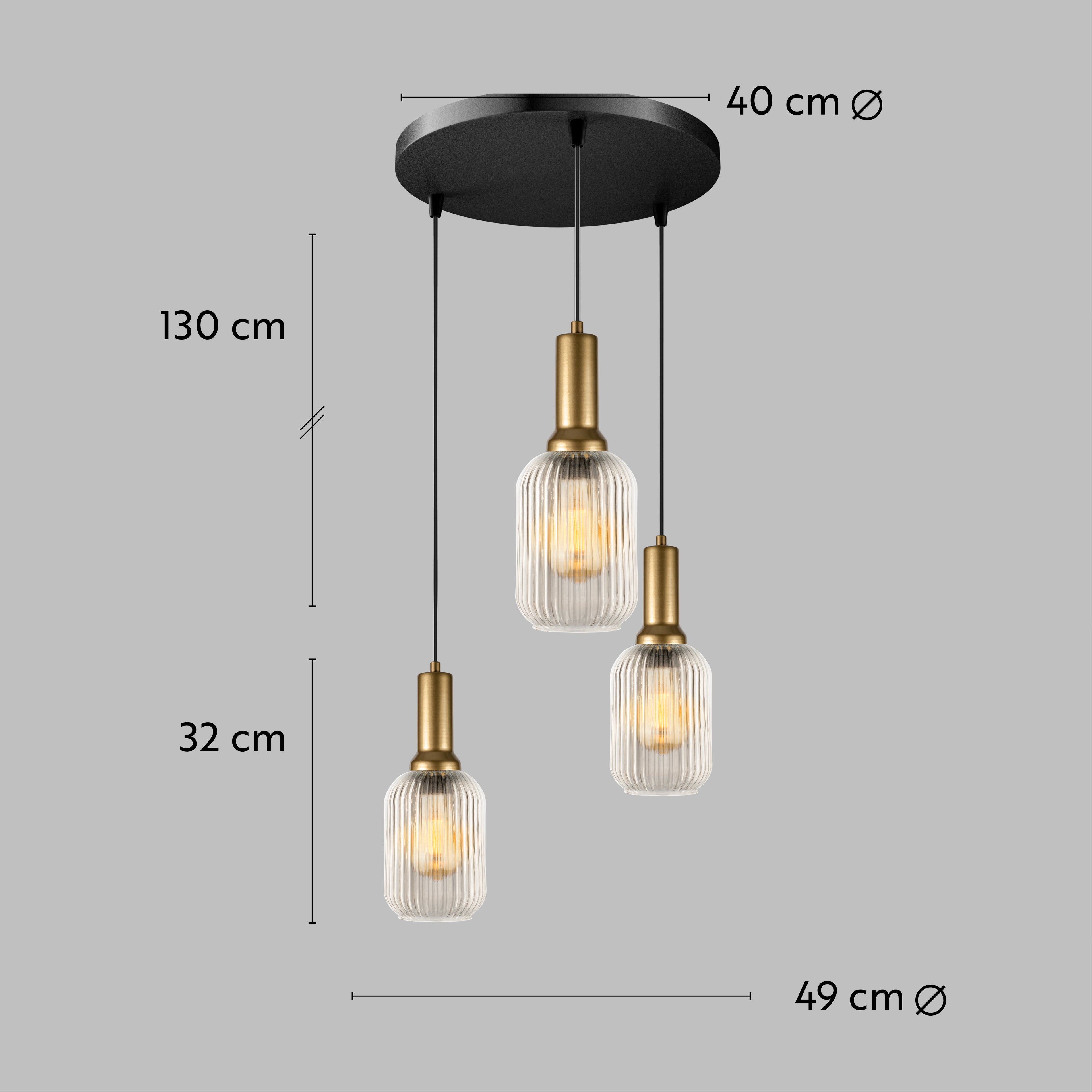 Amber Ribbed Glass Modern Pendant Lighting, Custom Glass Pendant Lighting, Elegant Multi Lighting for Stairwell Long Chandelier