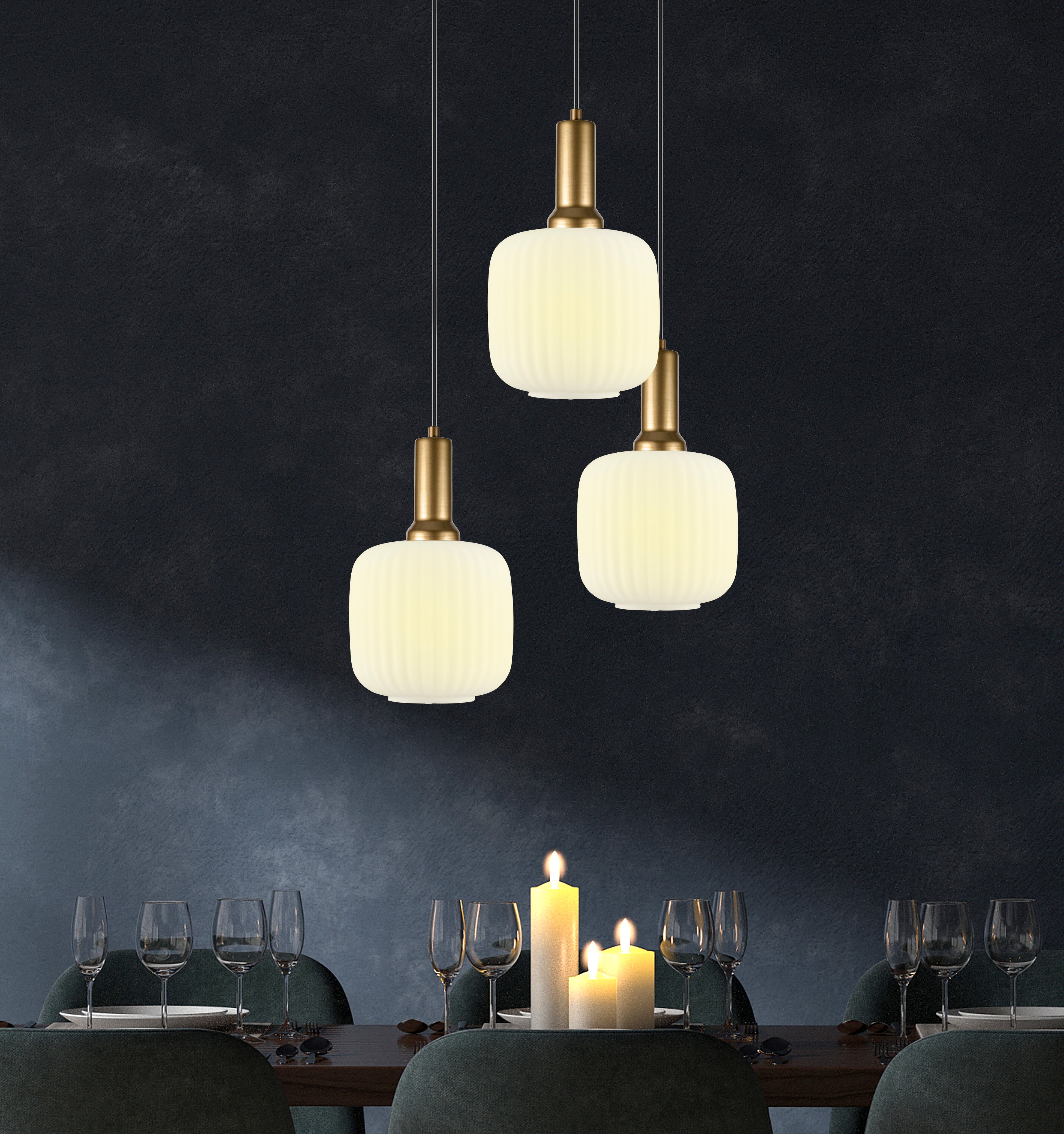 Amber Ribbed Glass Modern Pendant lighting, Custom Ribbed Glass Pendant Lighting, Multi Lighting for Stairwell Long Chandelier