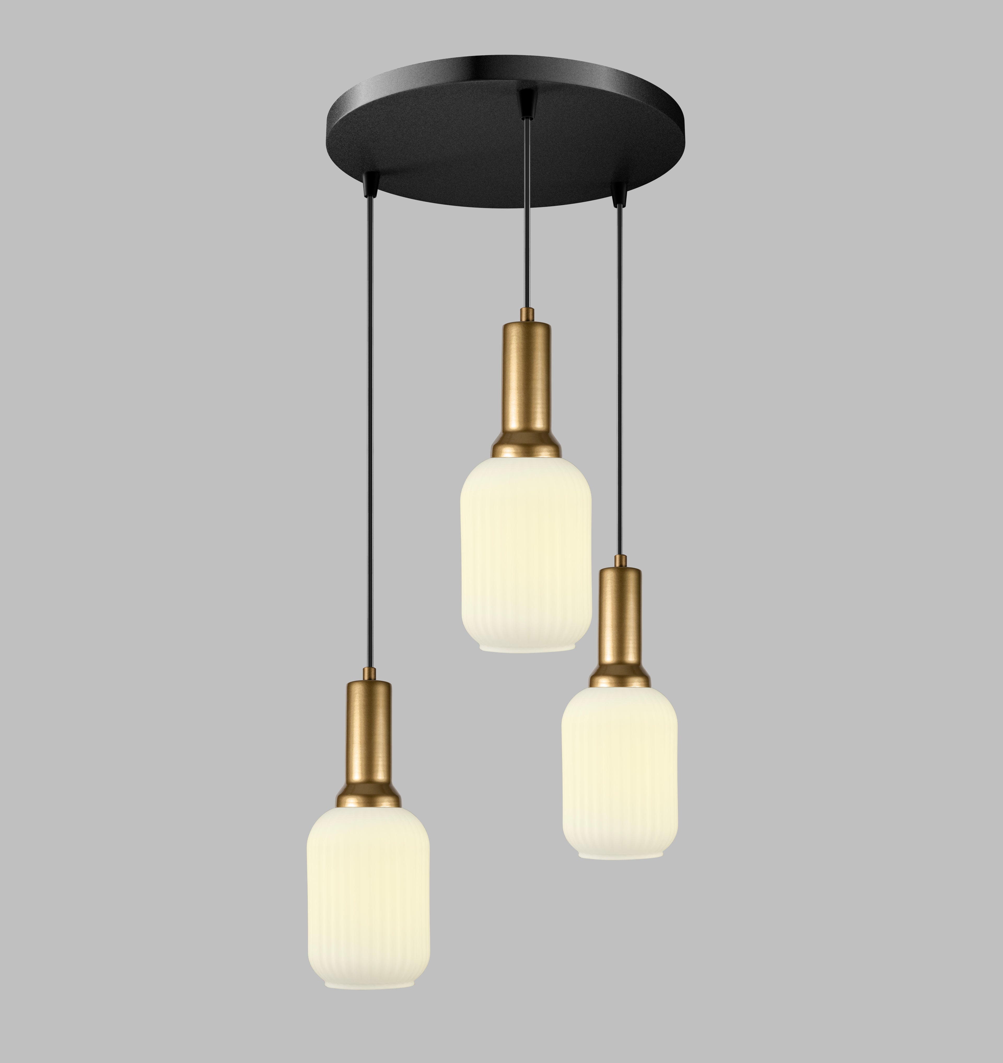 Amber Ribbed Glass Modern Pendant Lighting, Custom Glass Pendant Lighting, Elegant Multi Lighting for Stairwell Long Chandelier