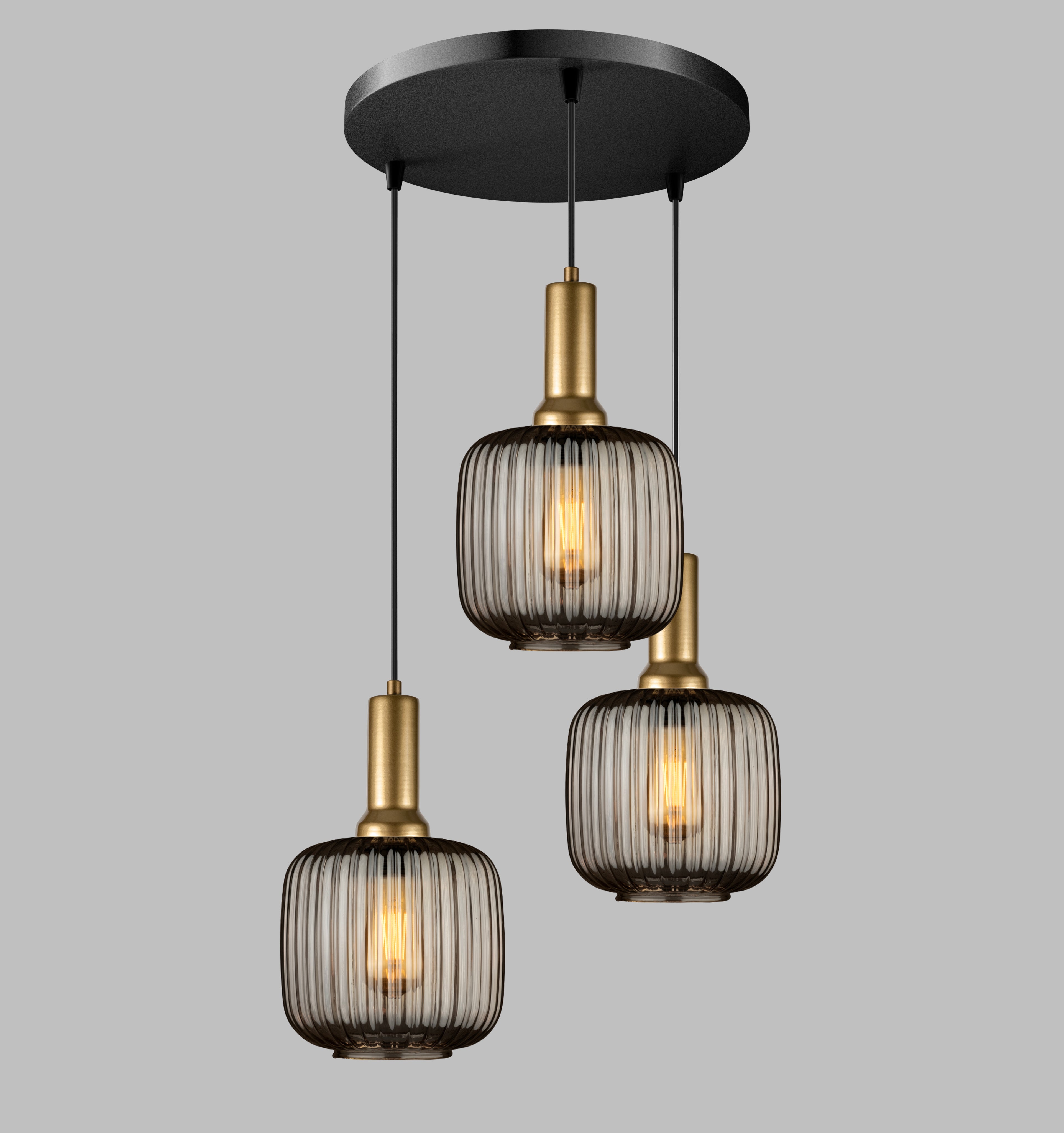 Amber Ribbed Glass Modern Pendant lighting, Custom Ribbed Glass Pendant Lighting, Multi Lighting for Stairwell Long Chandelier