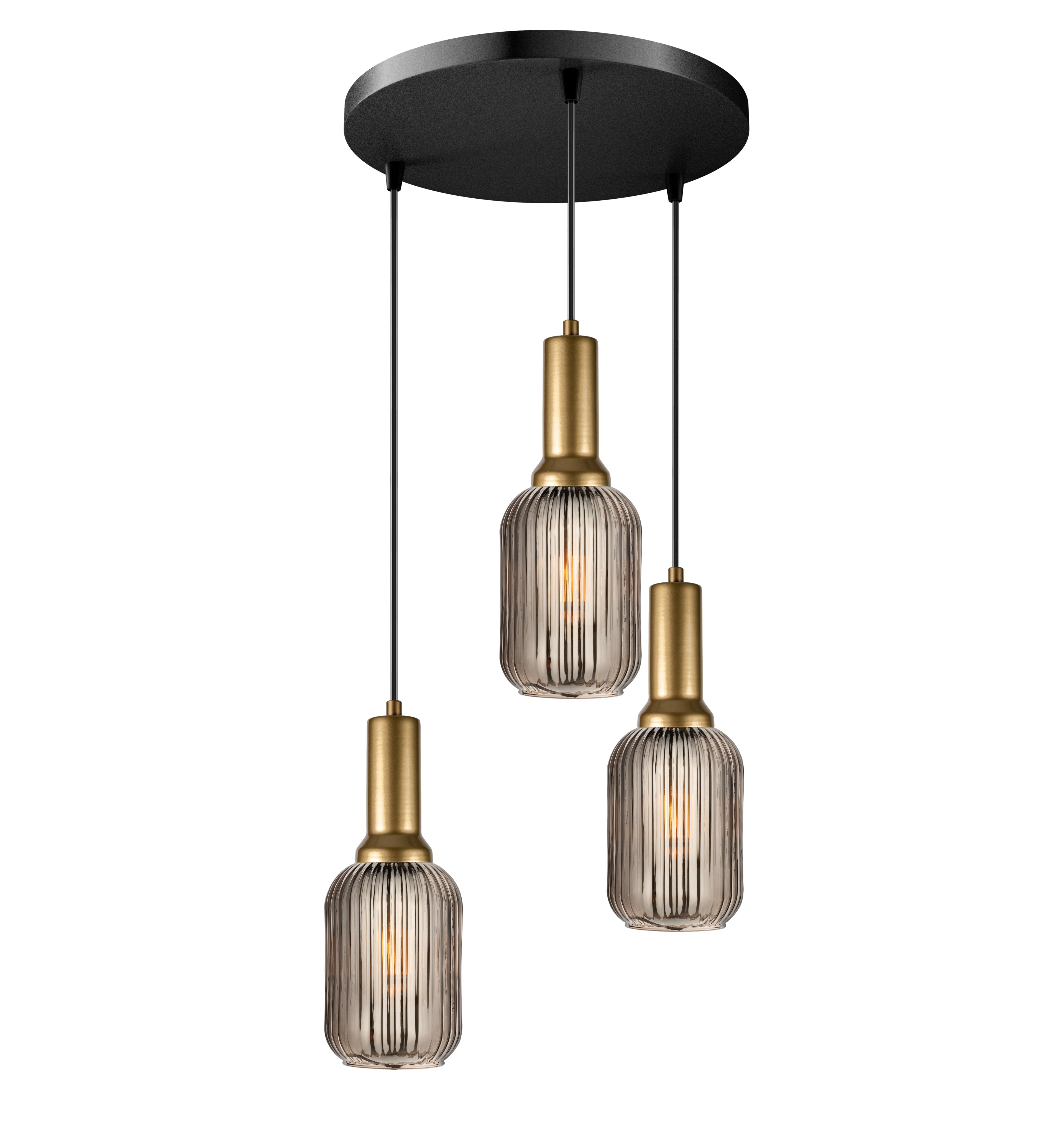 Amber Ribbed Glass Modern Pendant Lighting, Custom Glass Pendant Lighting, Elegant Multi Lighting for Stairwell Long Chandelier