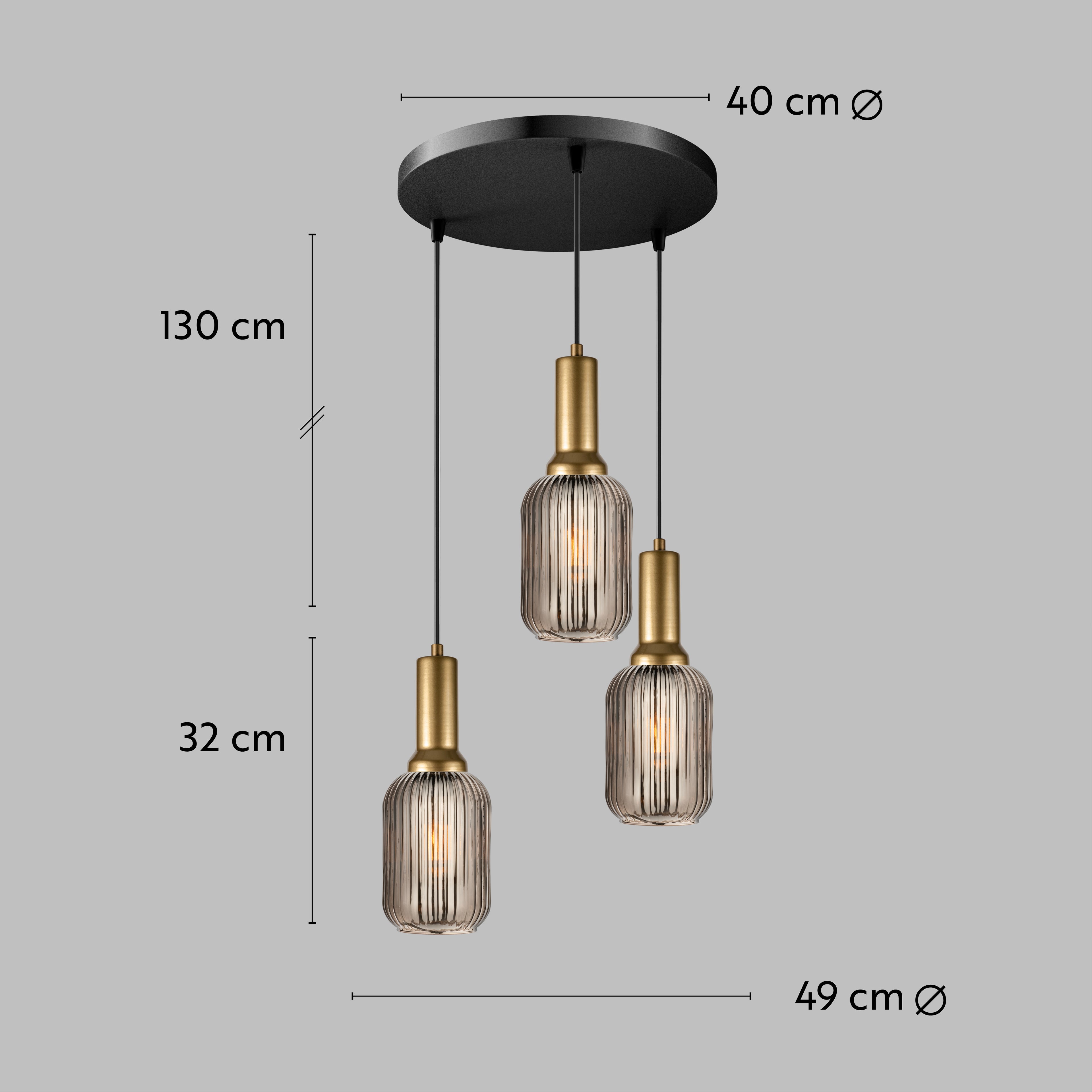 Amber Ribbed Glass Modern Pendant Lighting, Custom Glass Pendant Lighting, Elegant Multi Lighting for Stairwell Long Chandelier