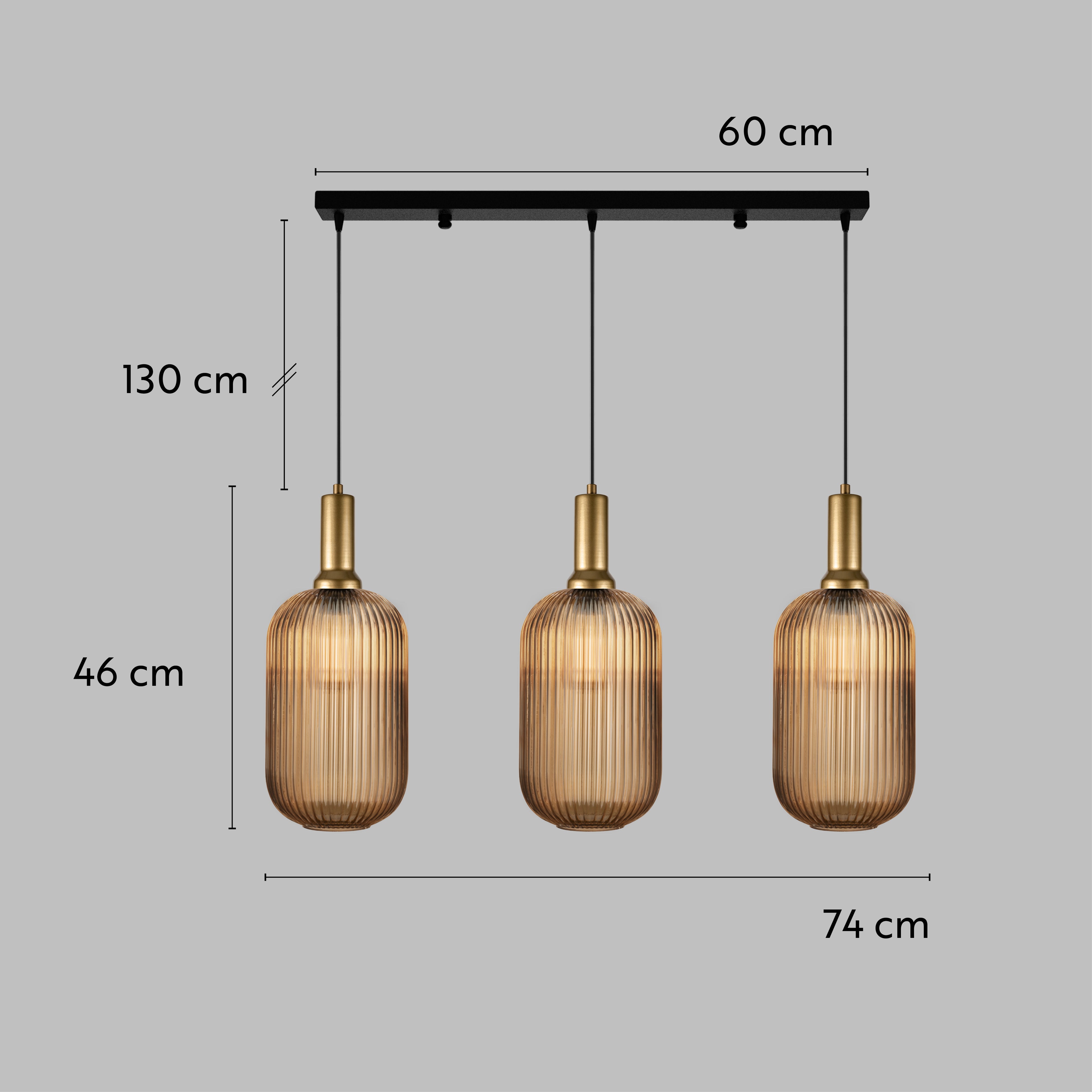 Custom Linear Pendant Lighting with Smoke Glass, Adjustable Cable Lengths and Canopy Sizes for Interior Design Projects