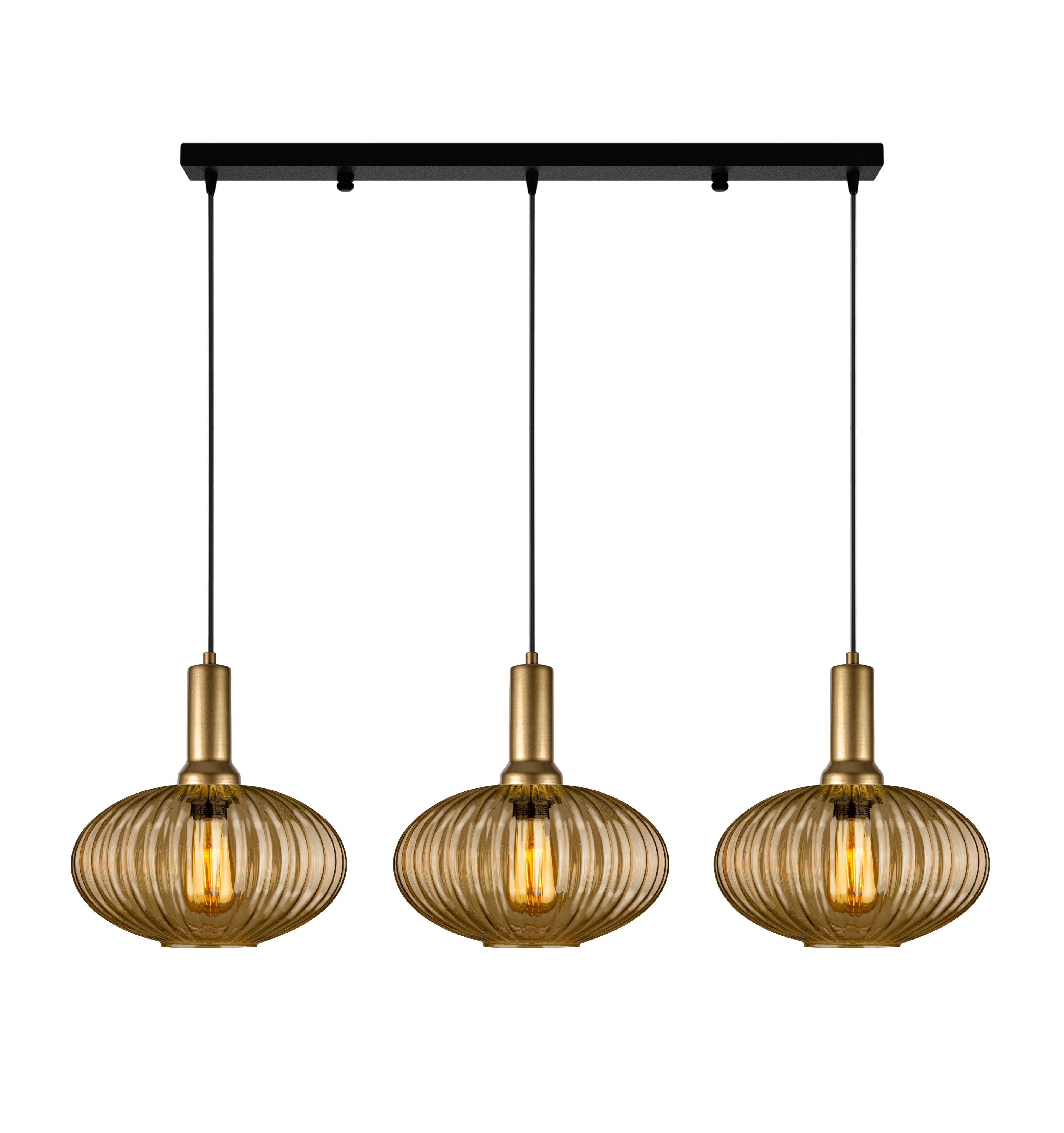 Amber Modern Glass Pendant Light, Custom Ribbed Glass Pendant Lighting, Multi Lighting for Stairwell Long Chandelier, Elegant Light Fixture