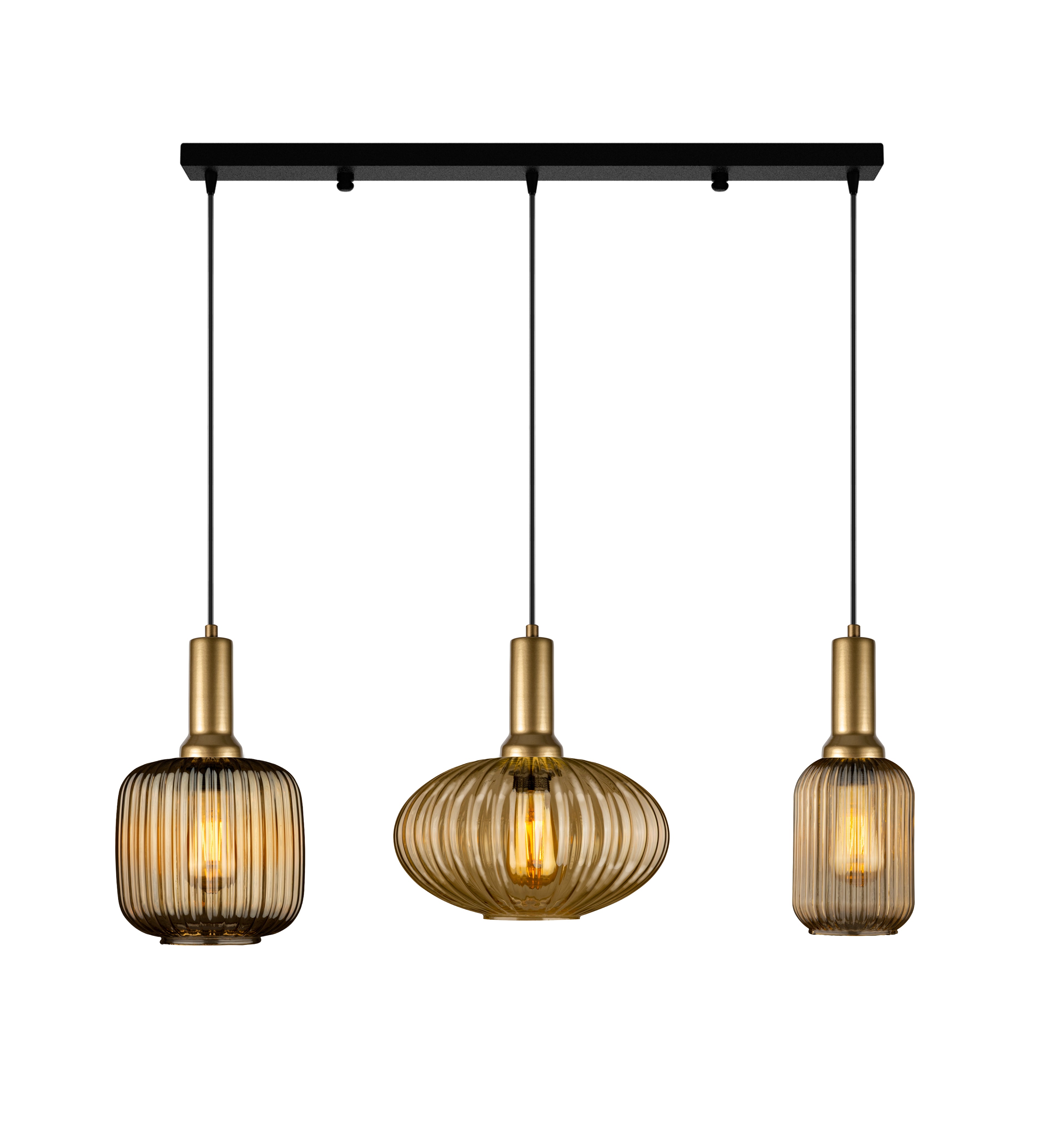 Linear Canopy Chandelier Mid Century Modern Smoky Gray Ribbed Glass 3 Different Shape, Amber-Clear-Milk Options, Symmetrical Vertical Groves, Custom Details Fixture (Kopya)