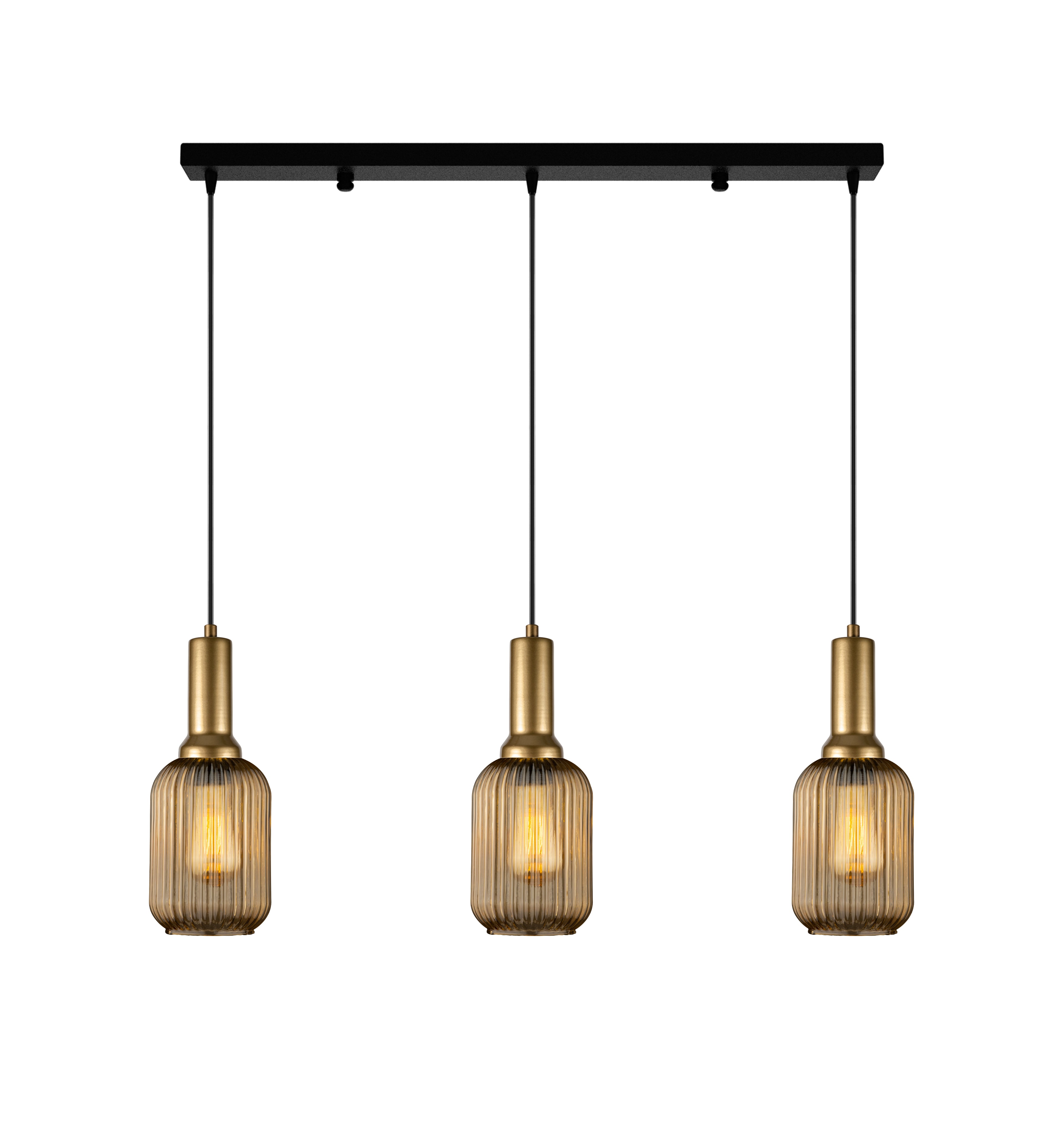 Amber Ribbed Modern Glass Pendant Lighting, Custom Ribbed Glass Pendant Lighting, Elegant Multi Lighting for Stairwell Long Chandelier