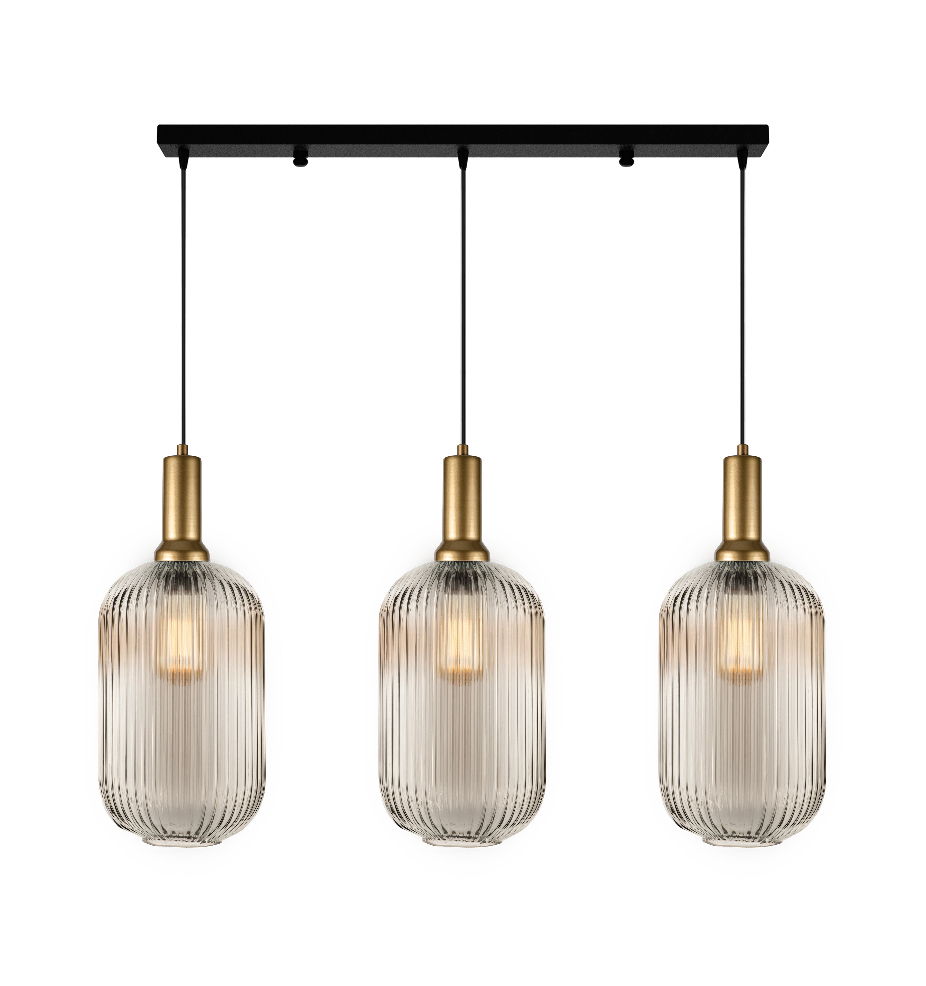 Custom Linear Pendant Lighting with Smoke Glass, Adjustable Cable Lengths and Canopy Sizes for Interior Design Projects