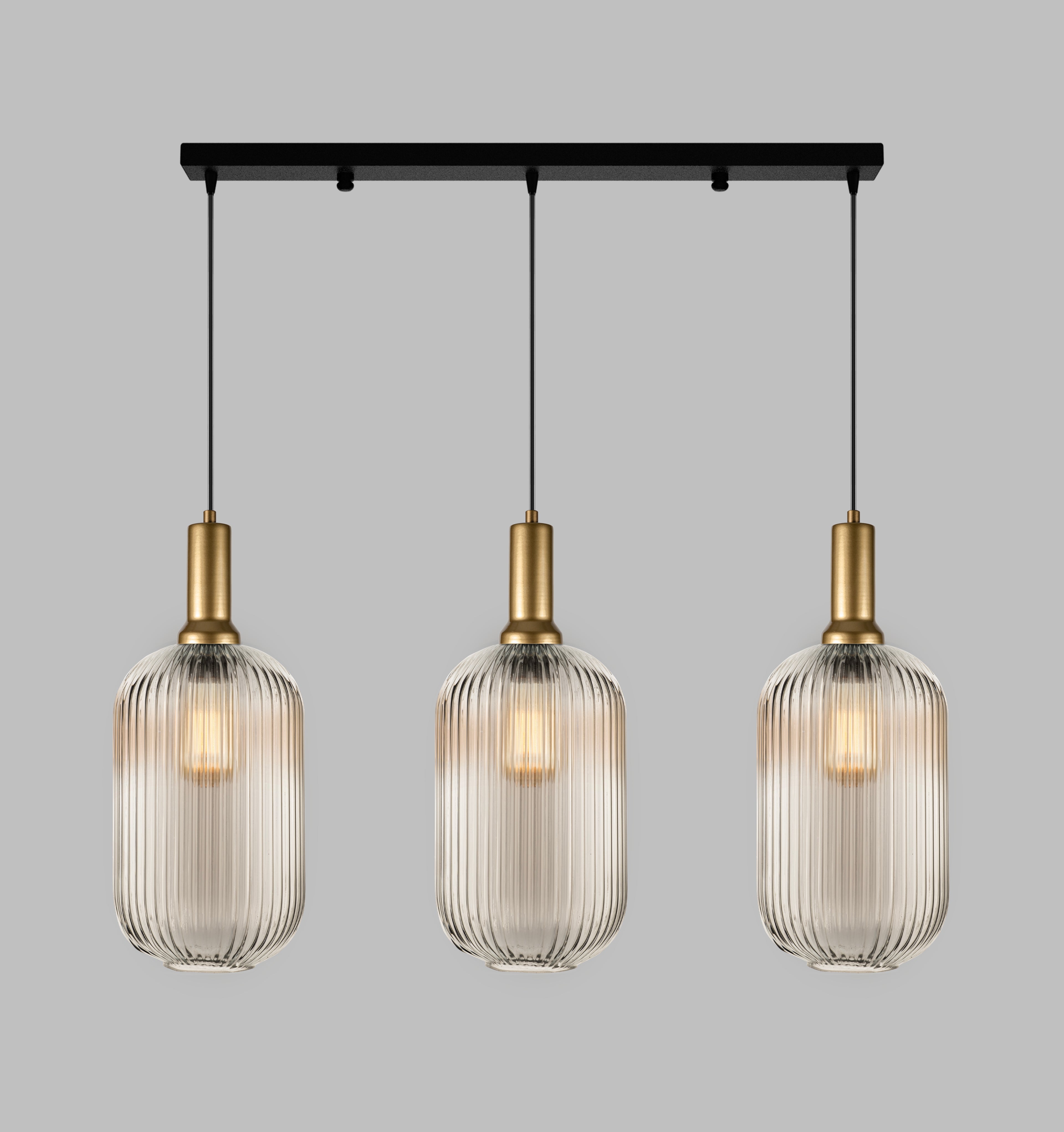 Custom Linear Pendant Lighting with Smoke Glass, Adjustable Cable Lengths and Canopy Sizes for Interior Design Projects