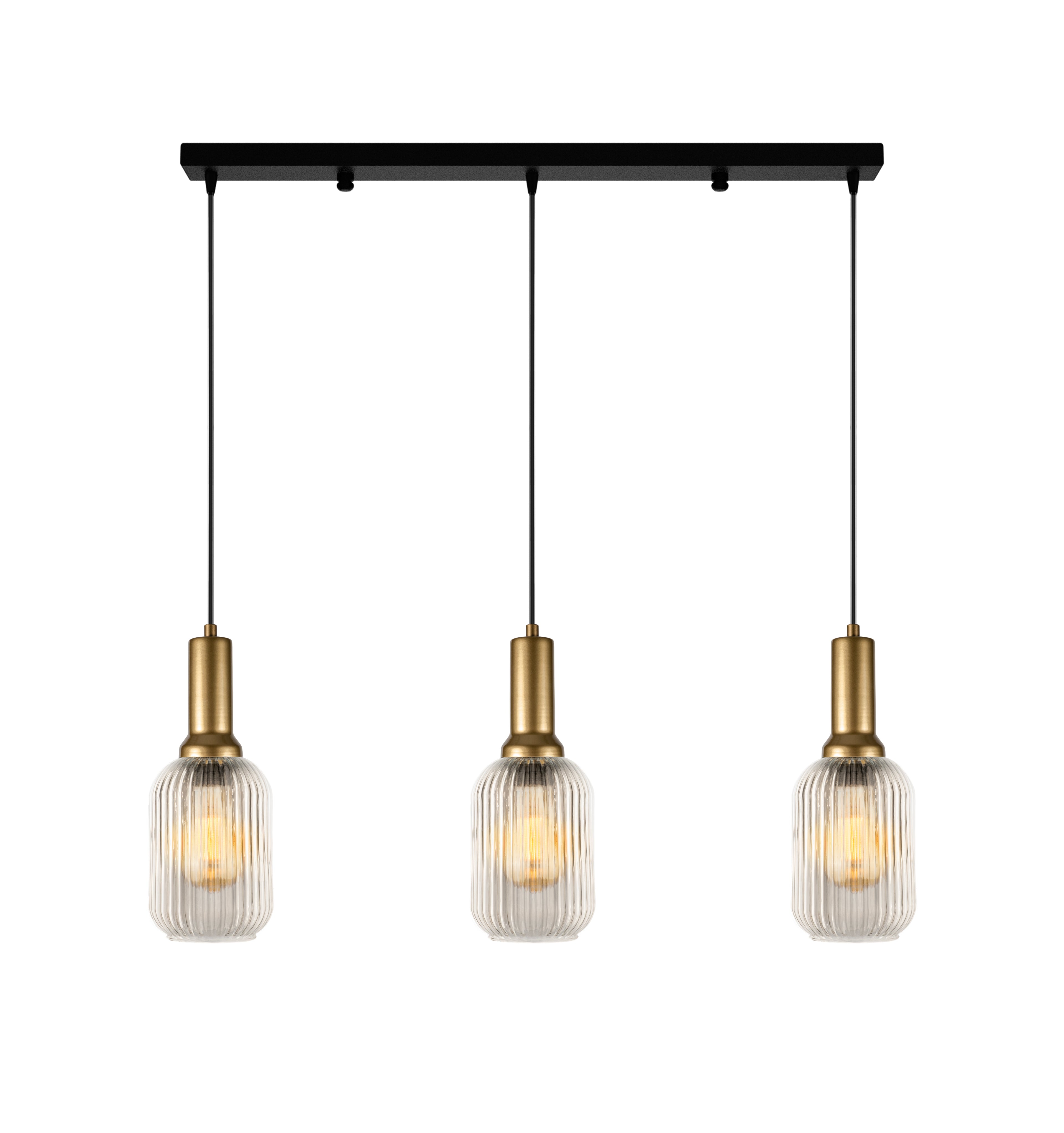 Amber Ribbed Modern Glass Pendant Lighting, Custom Ribbed Glass Pendant Lighting, Elegant Multi Lighting for Stairwell Long Chandelier