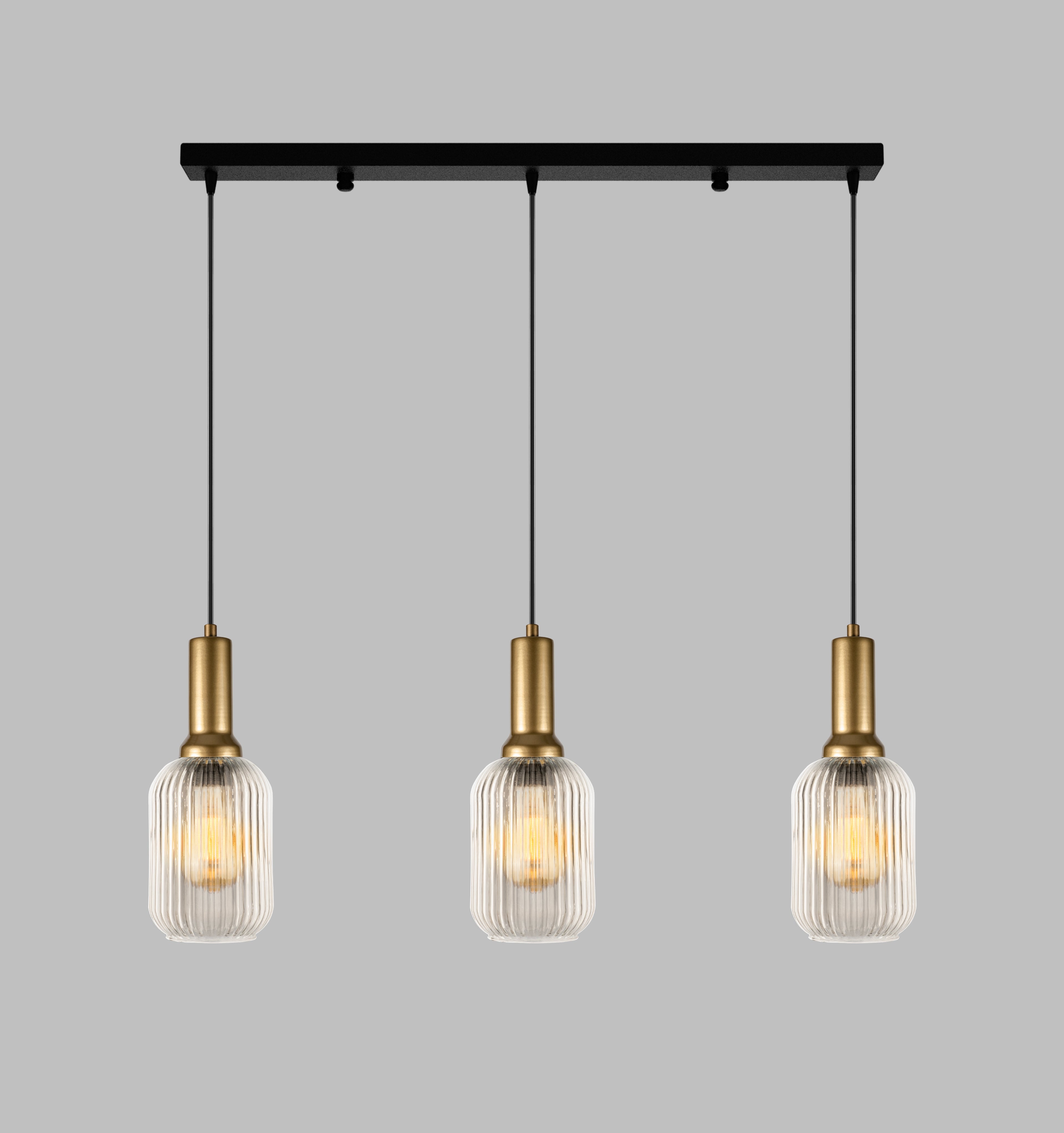 Amber Ribbed Modern Glass Pendant Lighting, Custom Ribbed Glass Pendant Lighting, Elegant Multi Lighting for Stairwell Long Chandelier