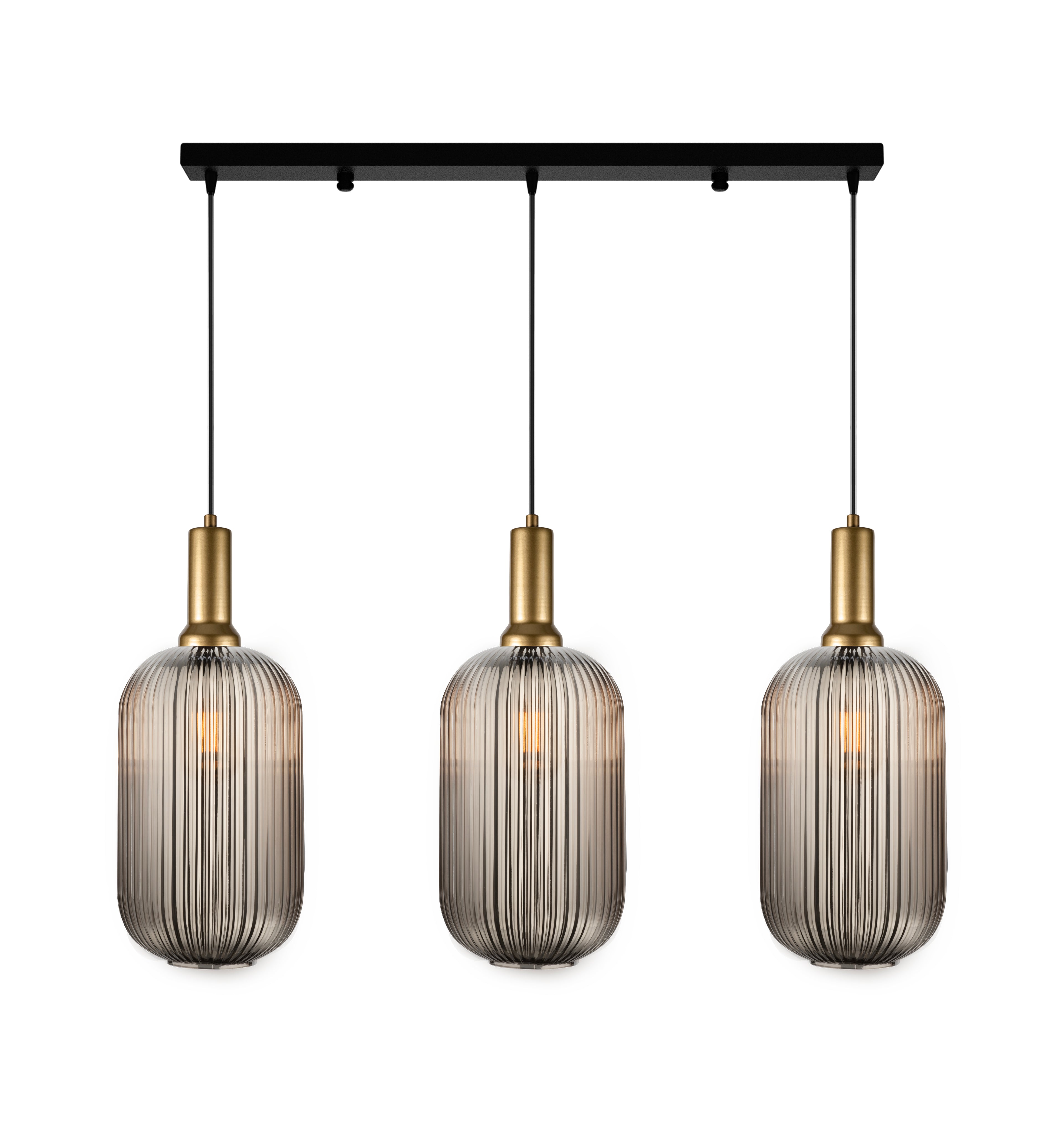 Custom Linear Pendant Lighting with Smoke Glass, Adjustable Cable Lengths and Canopy Sizes for Interior Design Projects