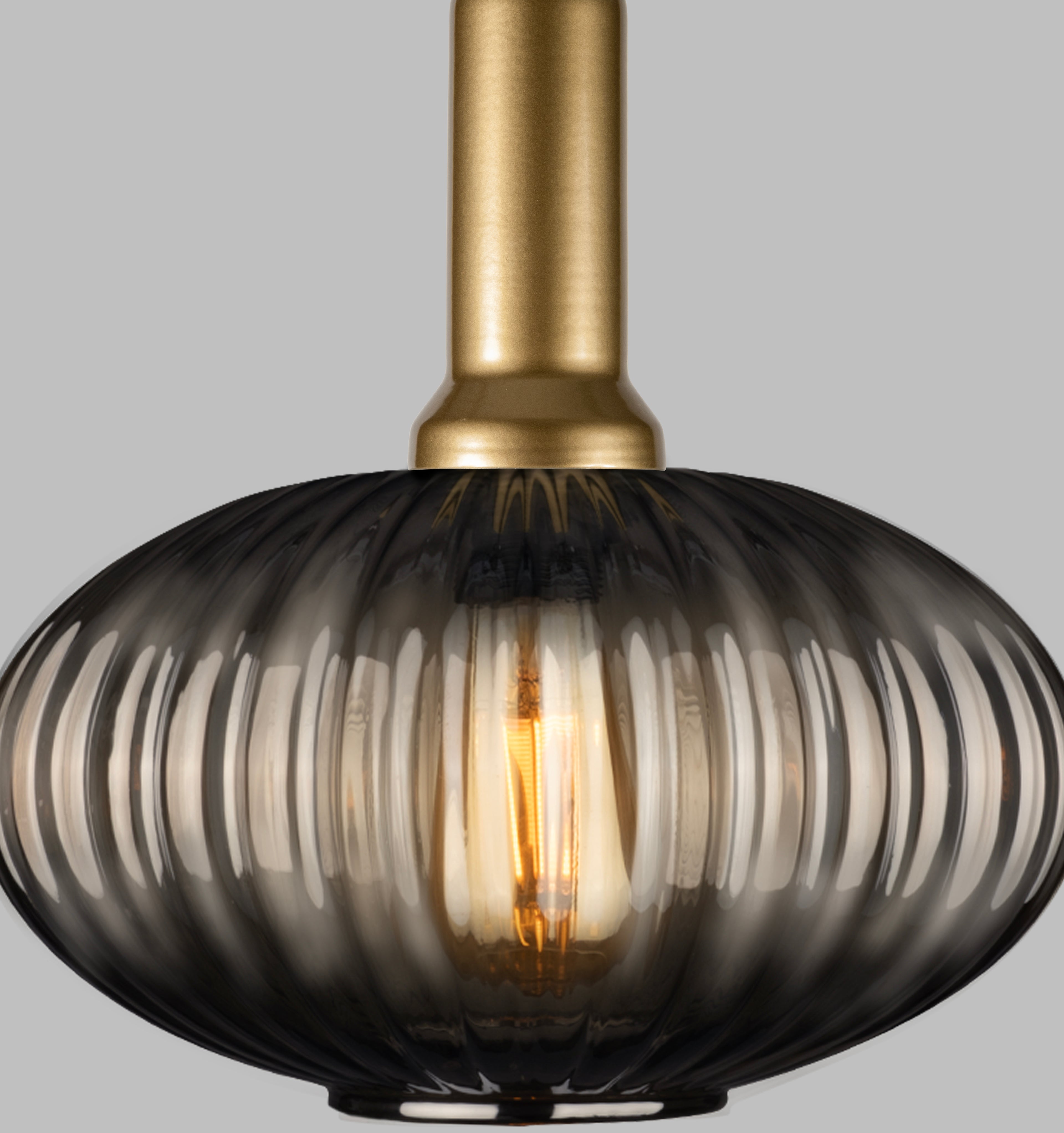 Linear Canopy Chandelier Mid Century Modern Smoky Gray Ribbed Glass 3 Different Shape, Amber-Clear-Milk Options, Symmetrical Vertical Groves, Custom Details Fixture (Kopya)