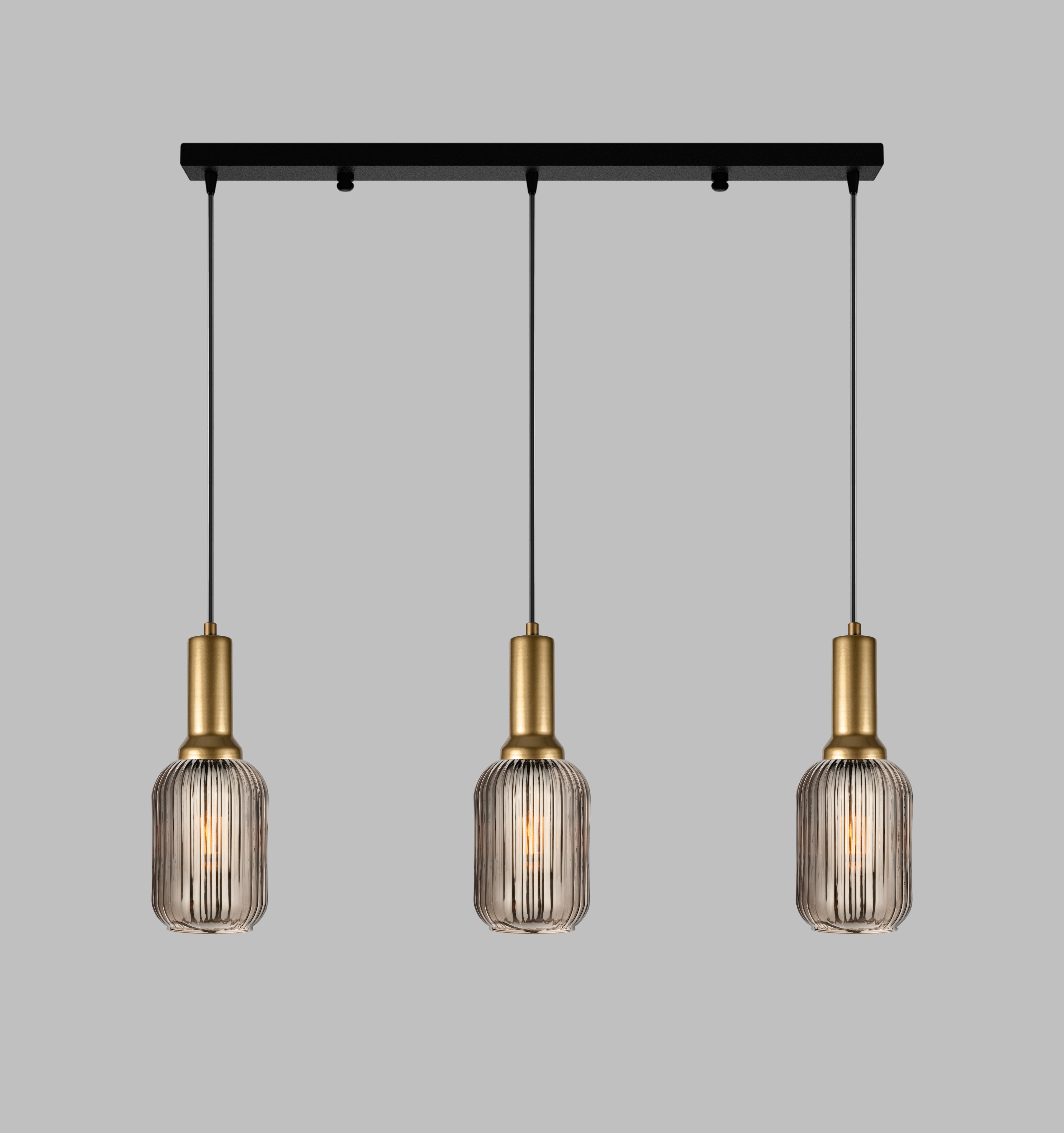 Amber Ribbed Modern Glass Pendant Lighting, Custom Ribbed Glass Pendant Lighting, Elegant Multi Lighting for Stairwell Long Chandelier