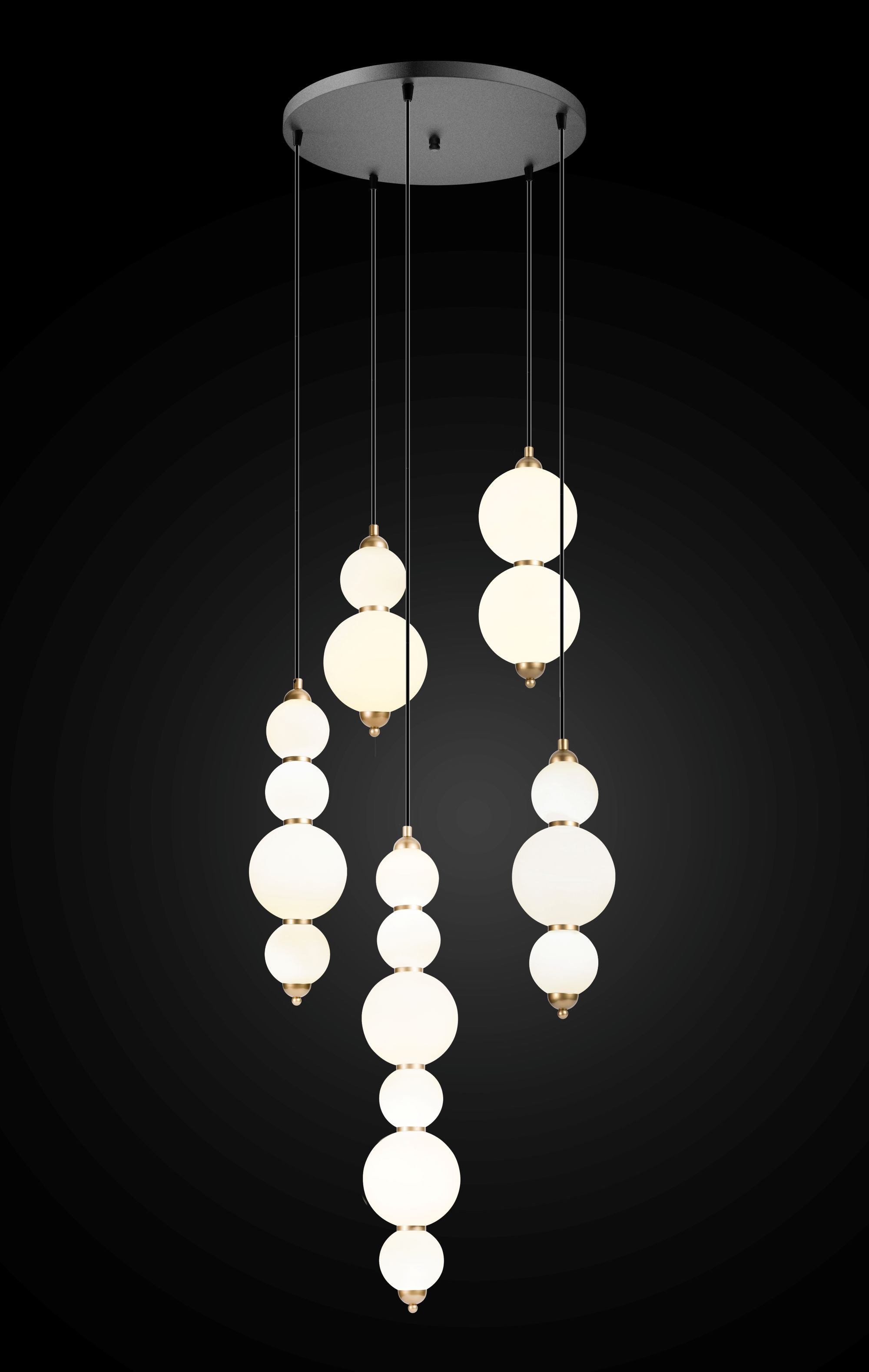 Custom Modern Linear Canopy LED Chandelier for Dining Table or Kitchen Island, Minimalist Opal Globe Pendant Light, Contemporary Linear Globe Light