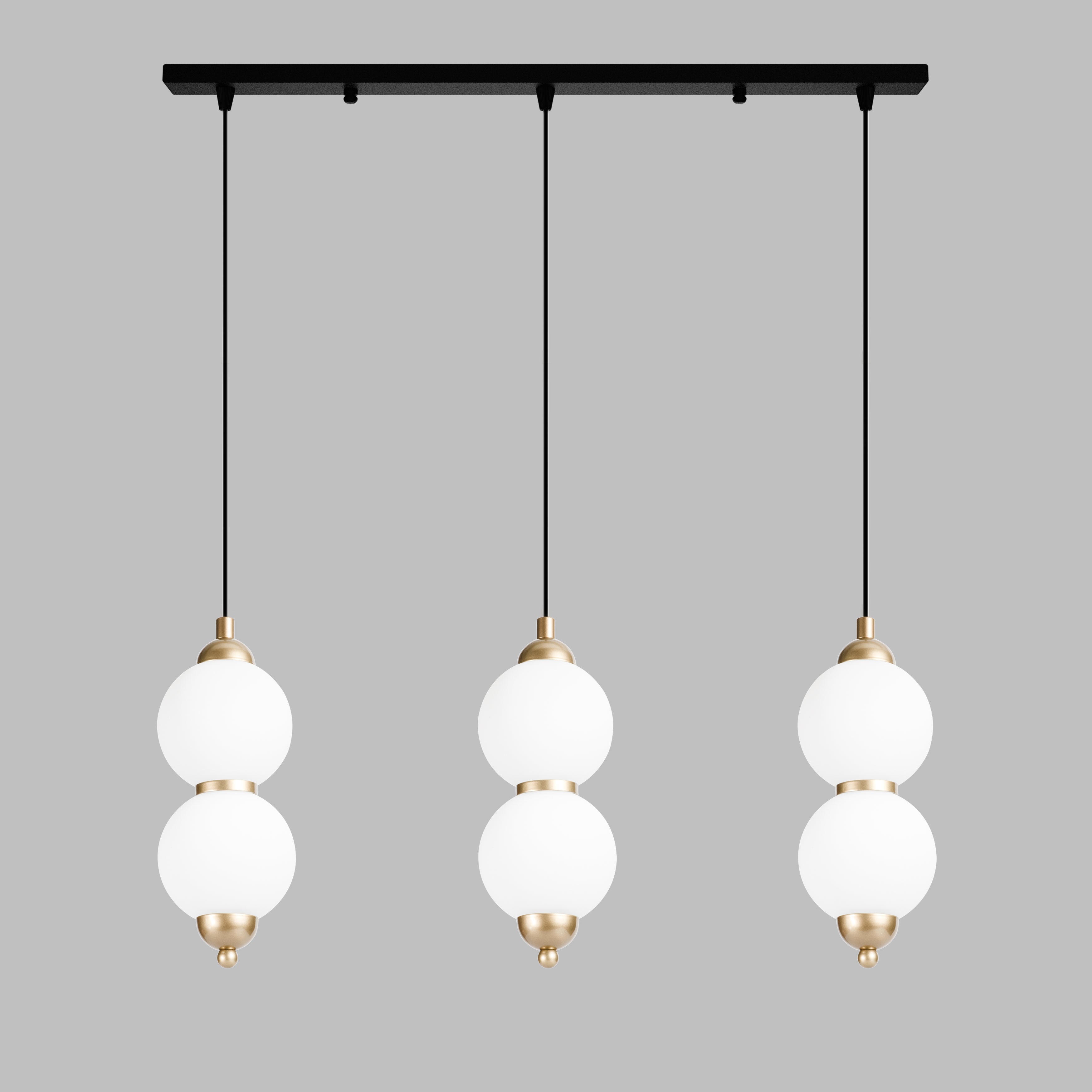 Custom Modern Linear Canopy LED Chandelier for Dining Table or Kitchen Island, Minimalist Opal Globe Pendant Light, Contemporary Linear Globe Light