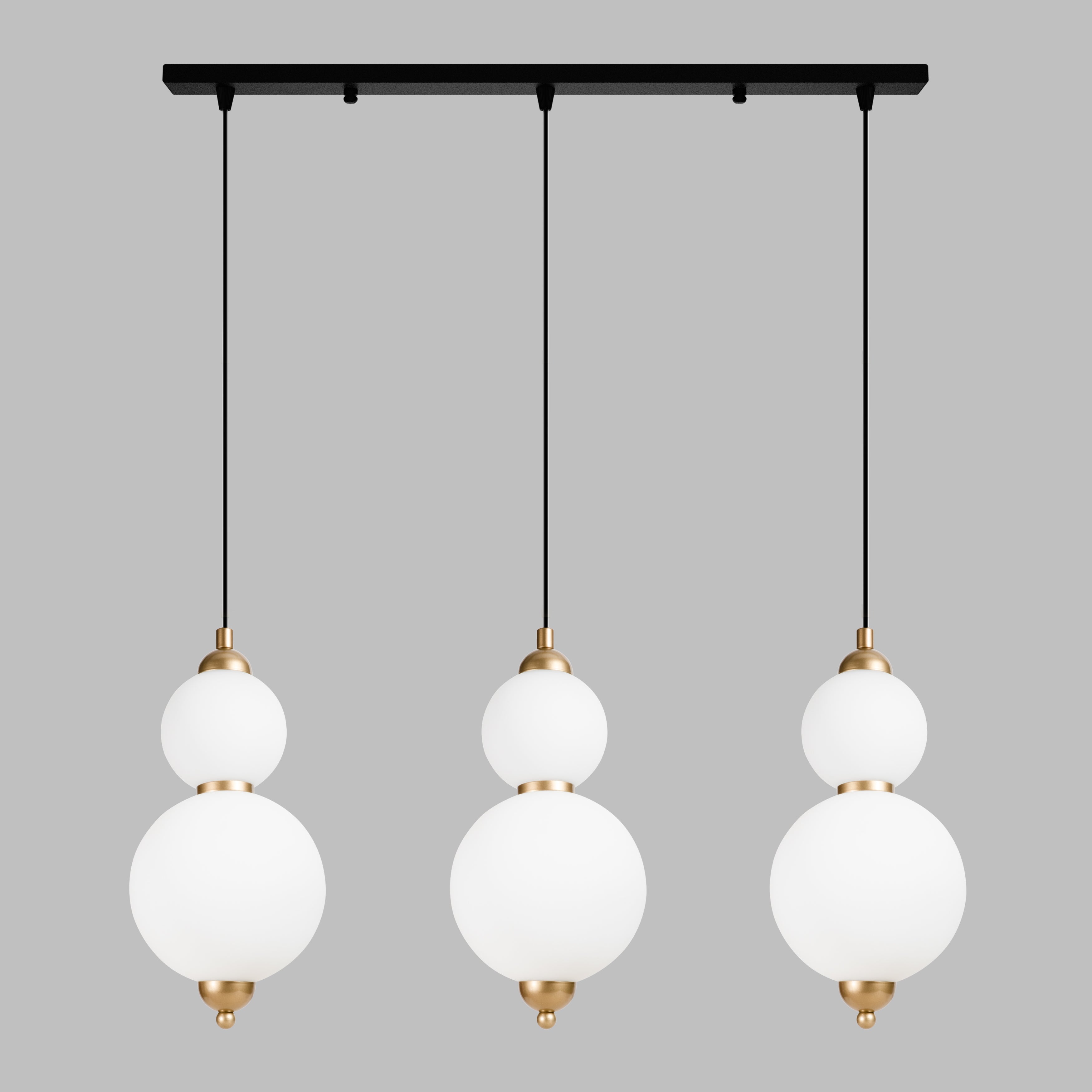 Custom Modern Linear Canopy LED Chandelier for Dining Table or Kitchen Island, Minimalist Opal Globe Pendant Light, Contemporary Linear Globe Light