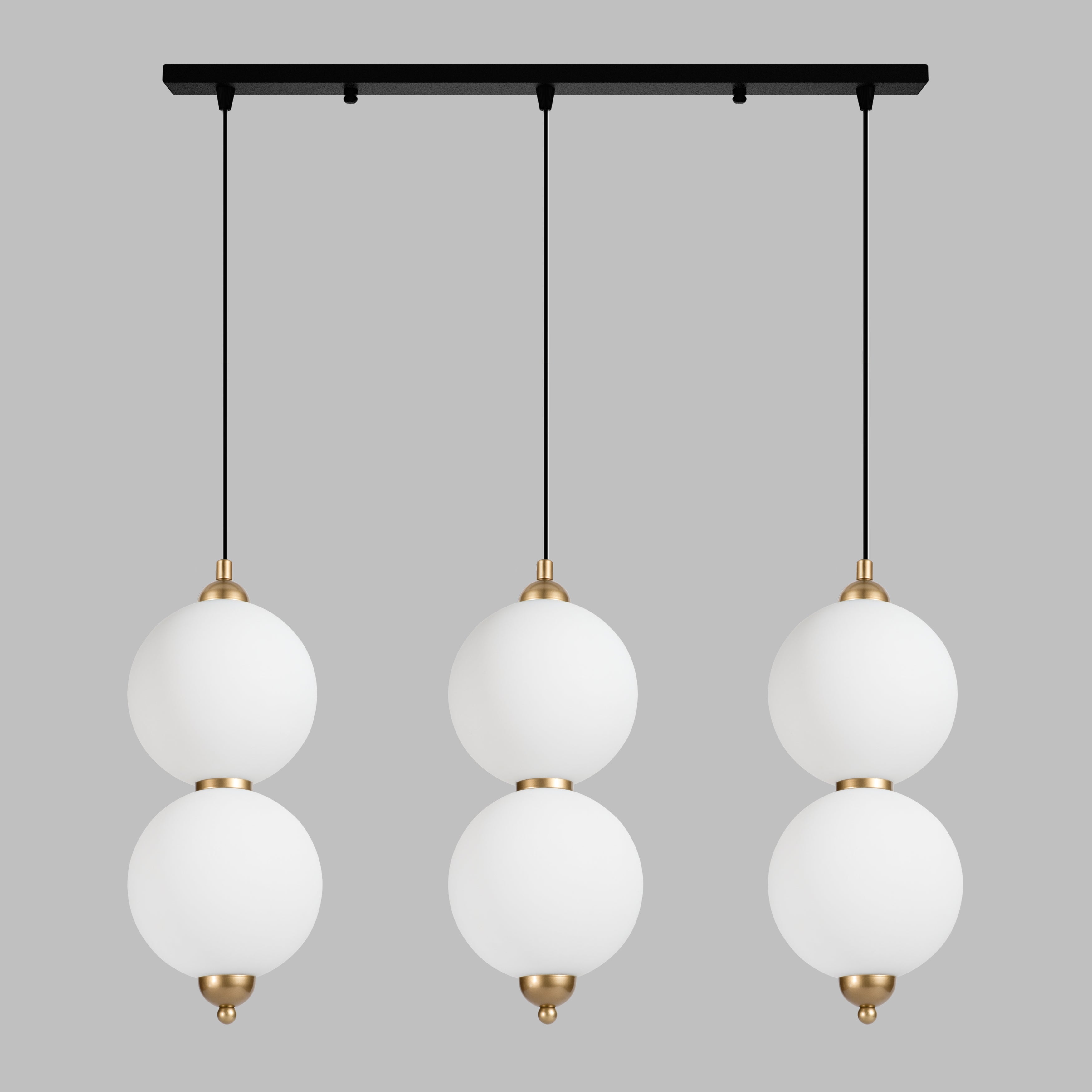 Custom Modern Linear Canopy LED Chandelier for Dining Table or Kitchen Island, Minimalist Opal Globe Pendant Light, Contemporary Linear Globe Light