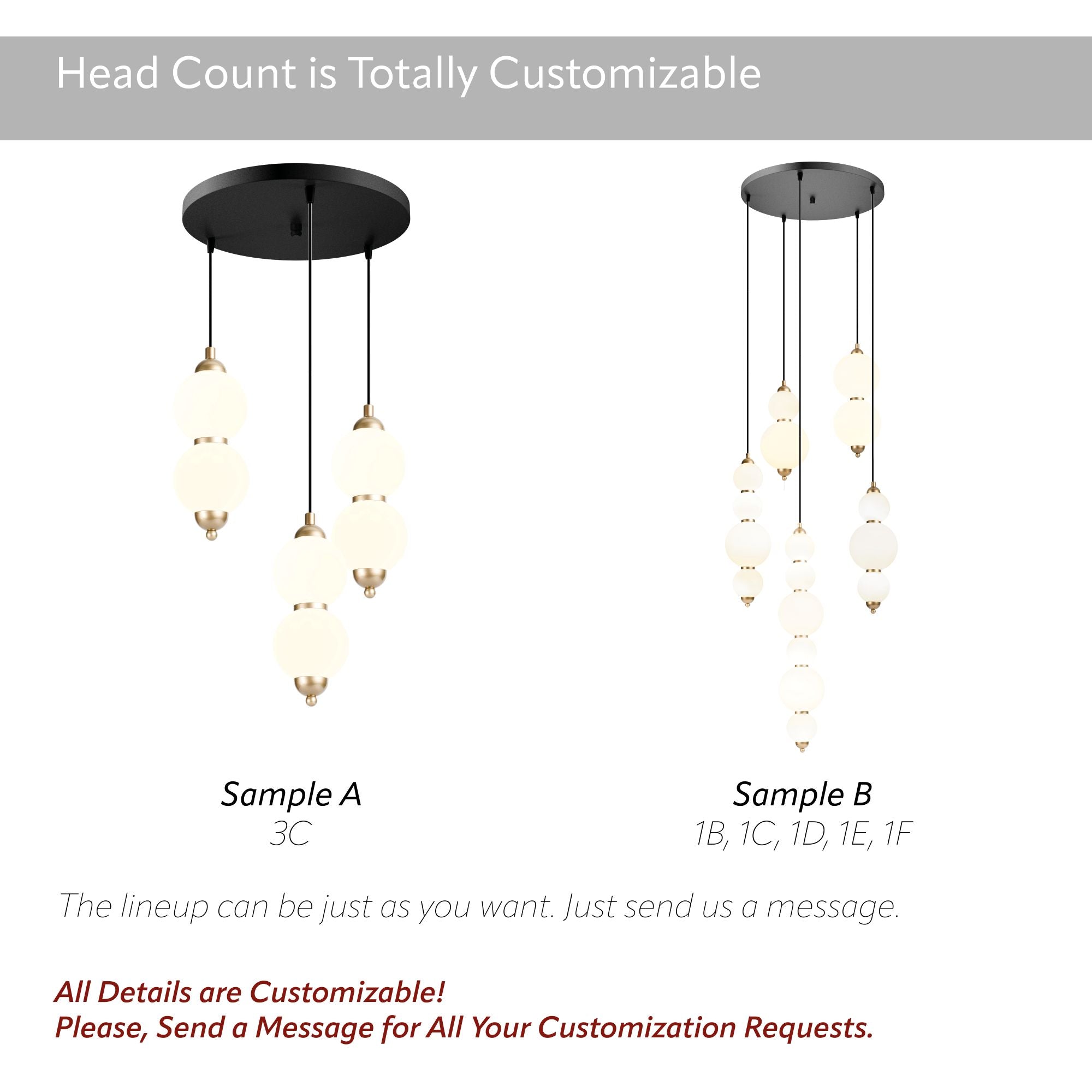 Custom Modern Linear Canopy LED Chandelier for Dining Table or Kitchen Island, Minimalist Opal Globe Pendant Light, Contemporary Linear Globe Light