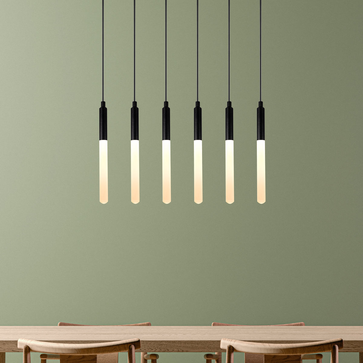 Linear LED Balck Tube Modern Multi Pendant Light for Kitchen Island, Dining Table Chandelier, Slim Tube Pendant Light, Custom made Pendant Light