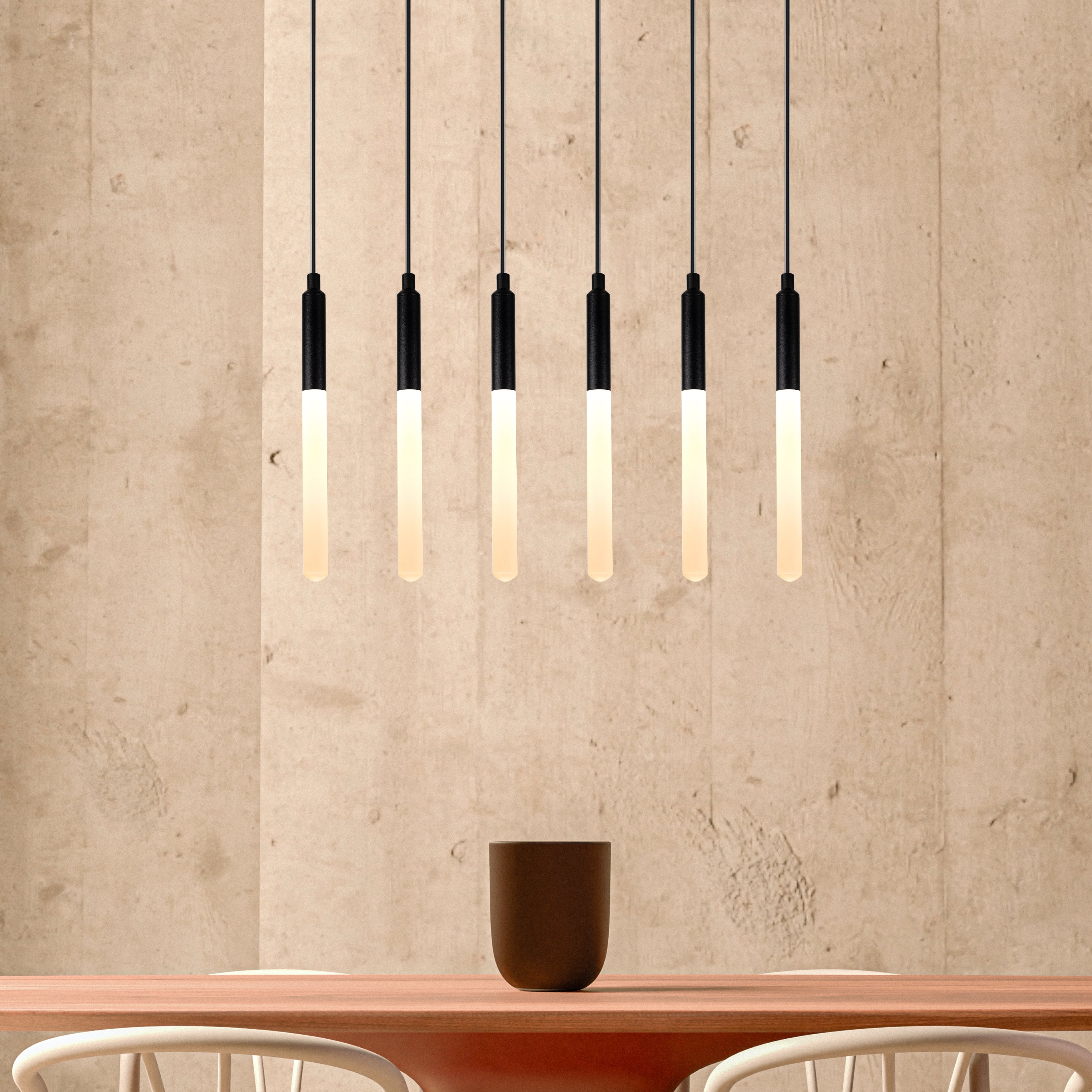 Linear LED Balck Tube Modern Multi Pendant Light for Kitchen Island, Dining Table Chandelier, Slim Tube Pendant Light, Custom made Pendant Light