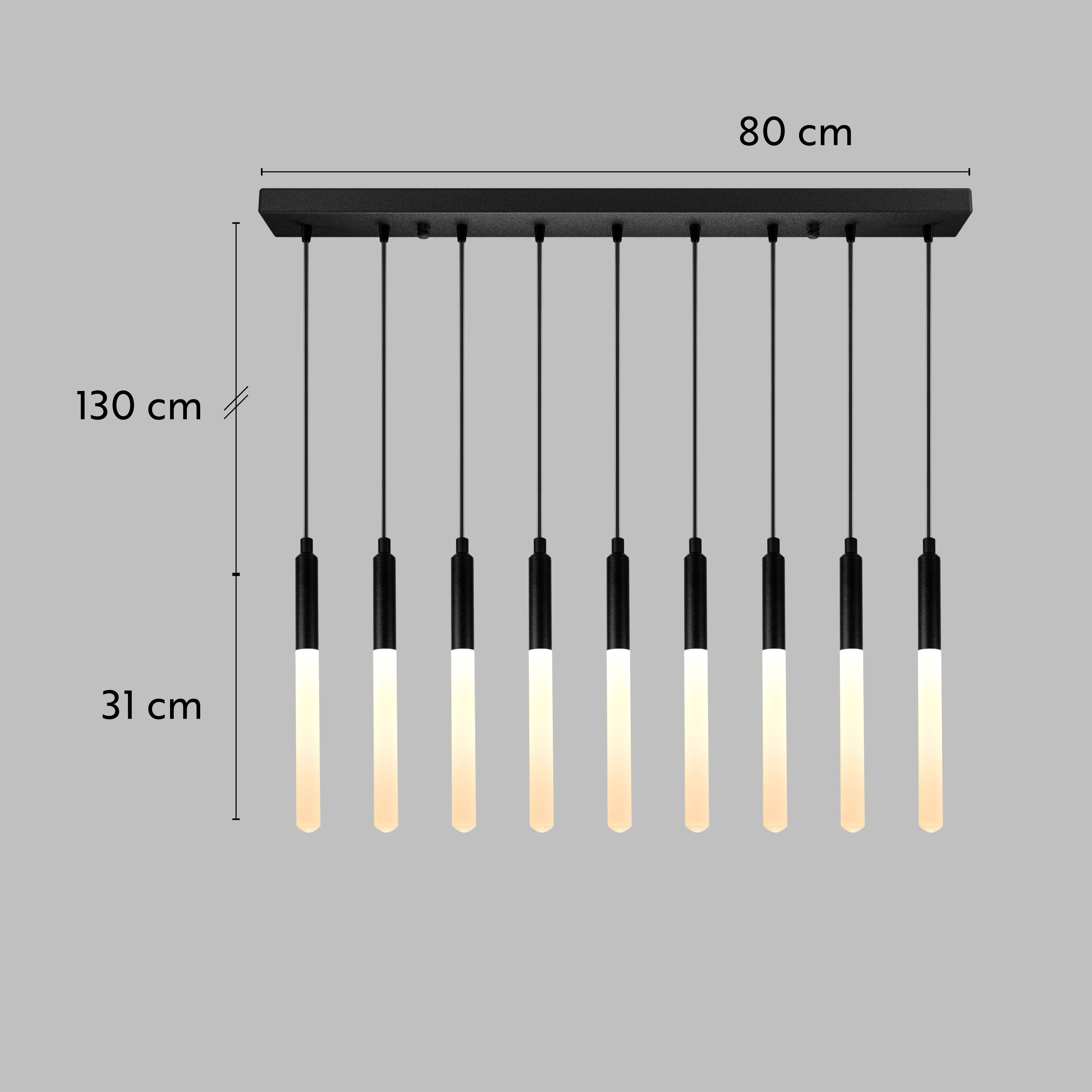 Linear LED Balck Tube Modern Multi Pendant Light for Kitchen Island, Dining Table Chandelier, Slim Tube Pendant Light, Custom made Pendant Light