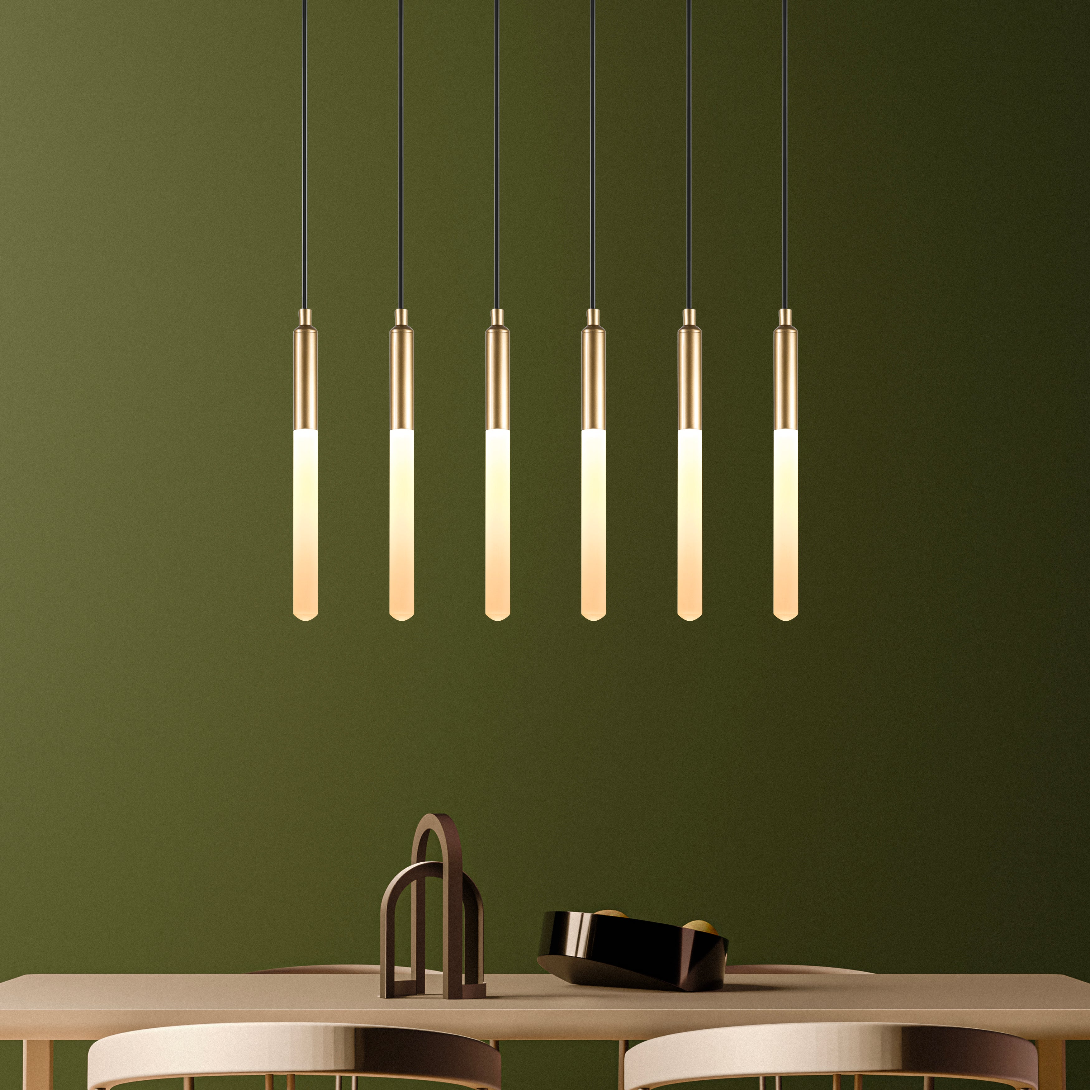 Linear LED Balck Tube Modern Multi Pendant Light for Kitchen Island, Dining Table Chandelier, Slim Tube Pendant Light, Custom made Pendant Light