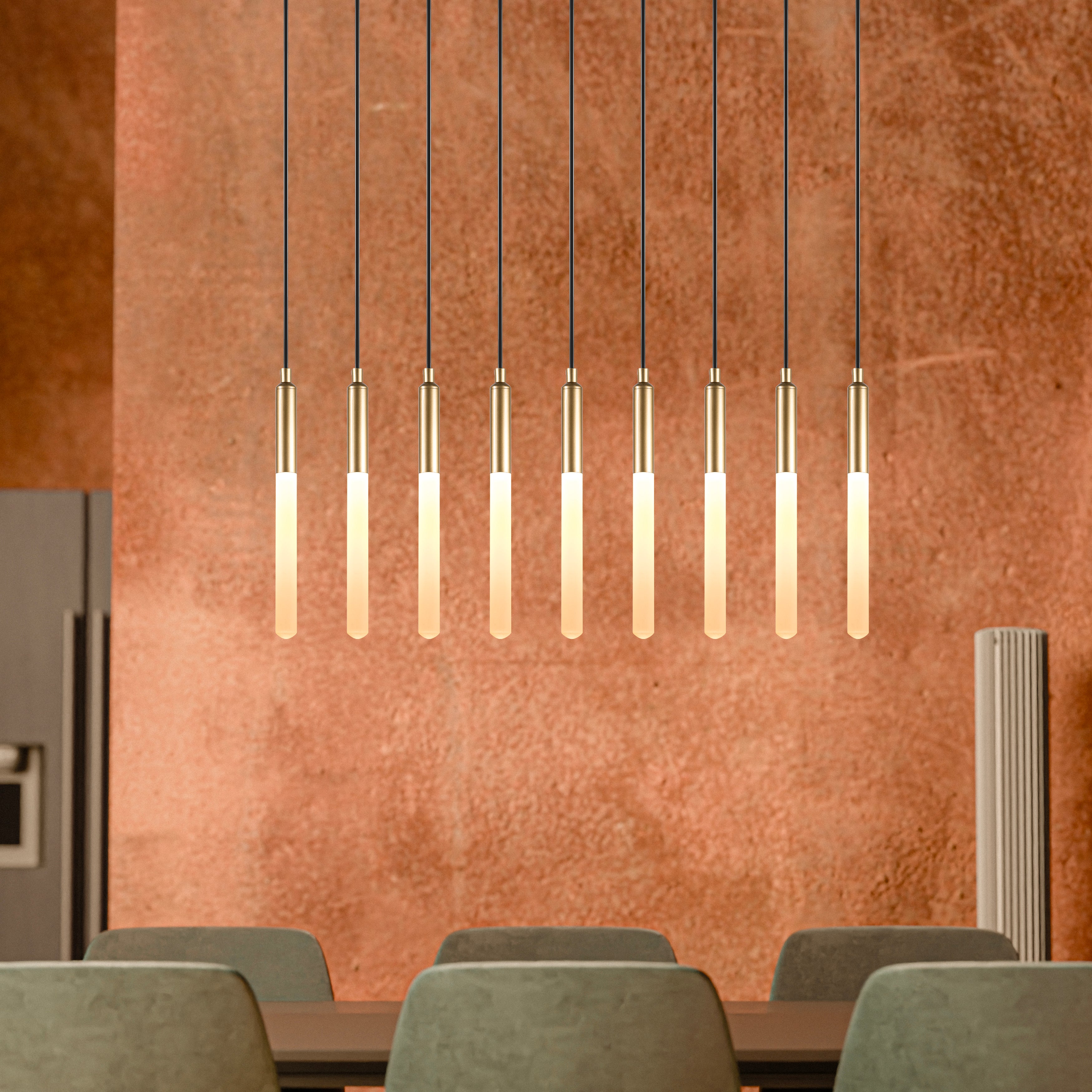 Linear LED Balck Tube Modern Multi Pendant Light for Kitchen Island, Dining Table Chandelier, Slim Tube Pendant Light, Custom made Pendant Light