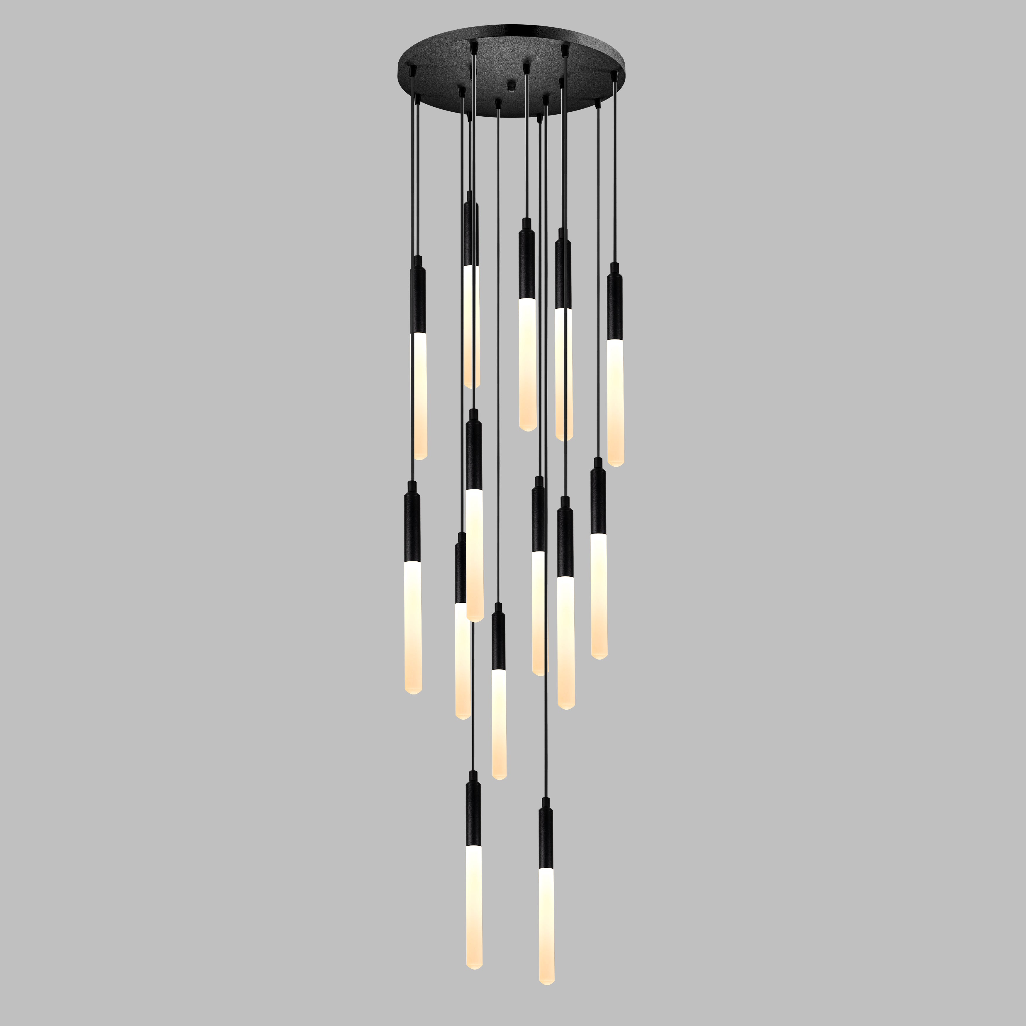 Linear LED Balck Tube Modern Multi Pendant Light for Kitchen Island, Dining Table Chandelier, Slim Tube Pendant Light, Custom made Pendant Light