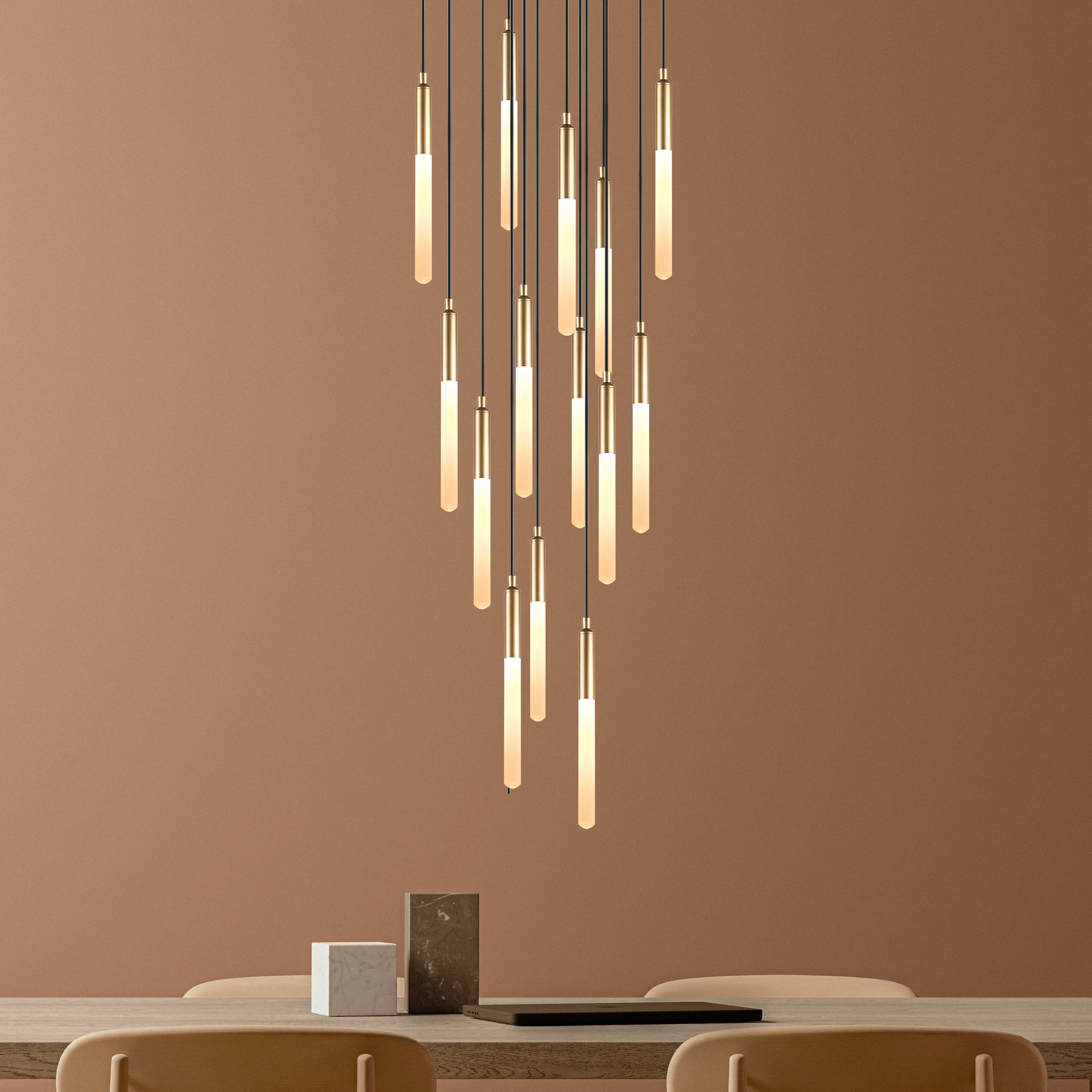 LED Tube Modern Multi Pendant Light for Staircase, Stairwell Chandelier, Slim Tube Pendant Light, 3 Story Pendant Light, Light Fixture