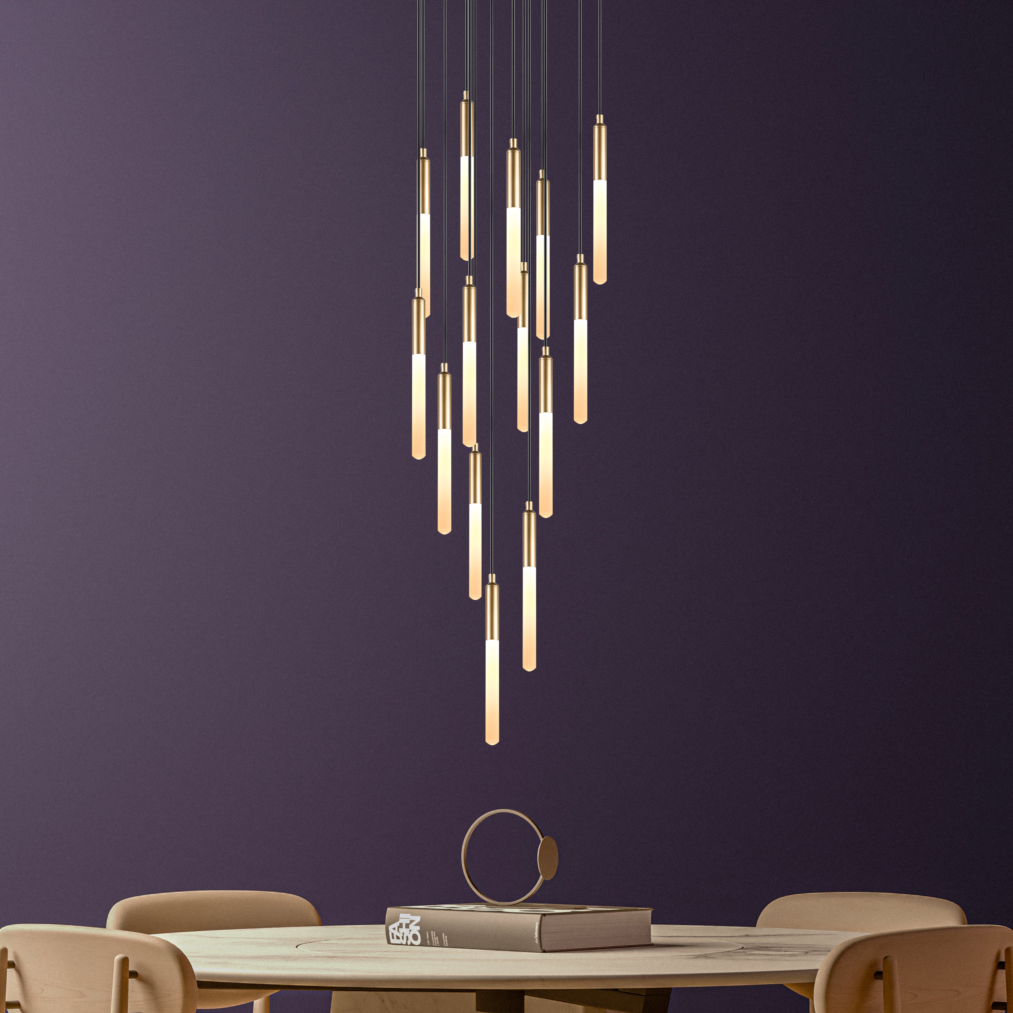 Linear LED Balck Tube Modern Multi Pendant Light for Kitchen Island, Dining Table Chandelier, Slim Tube Pendant Light, Custom made Pendant Light