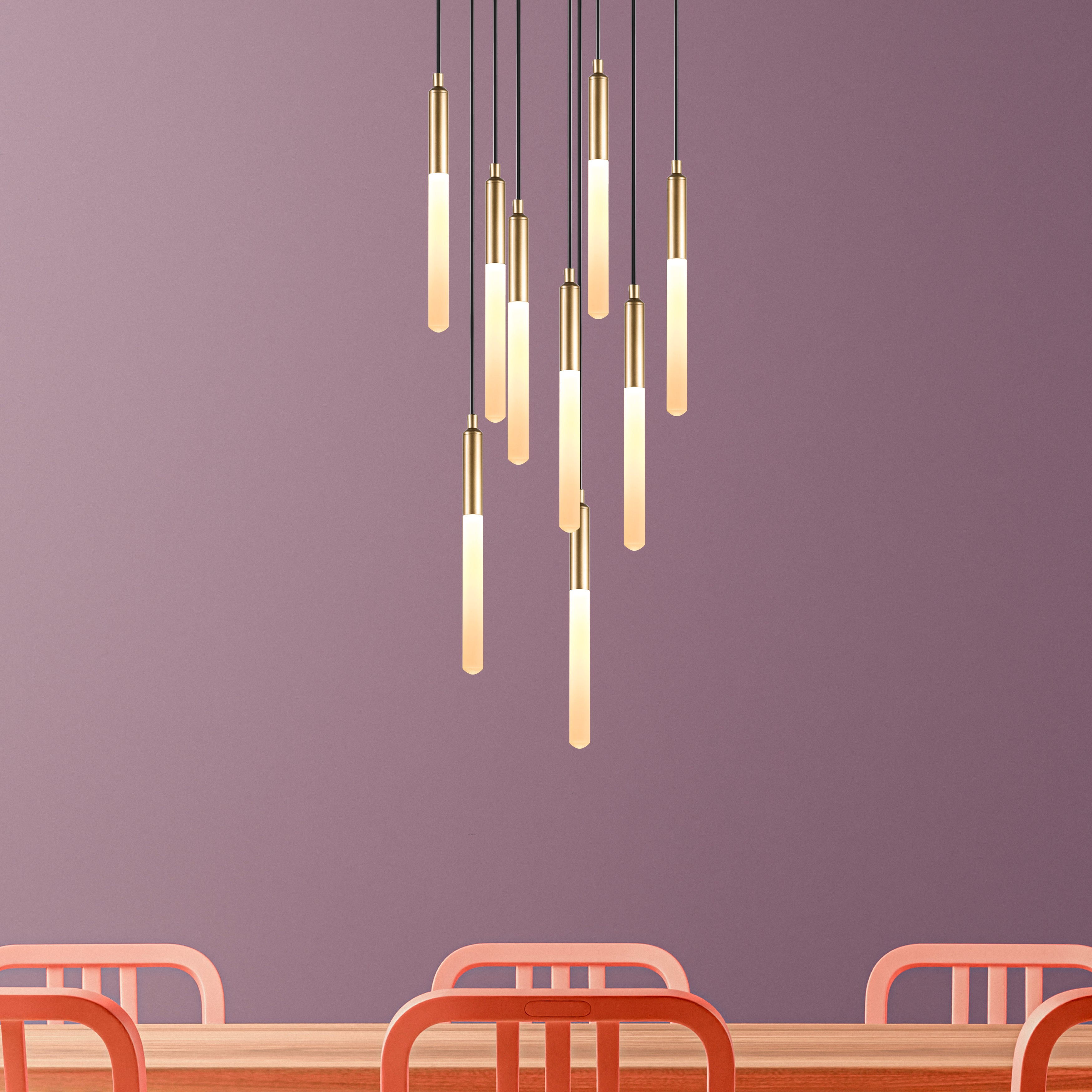 Linear LED Balck Tube Modern Multi Pendant Light for Kitchen Island, Dining Table Chandelier, Slim Tube Pendant Light, Custom made Pendant Light