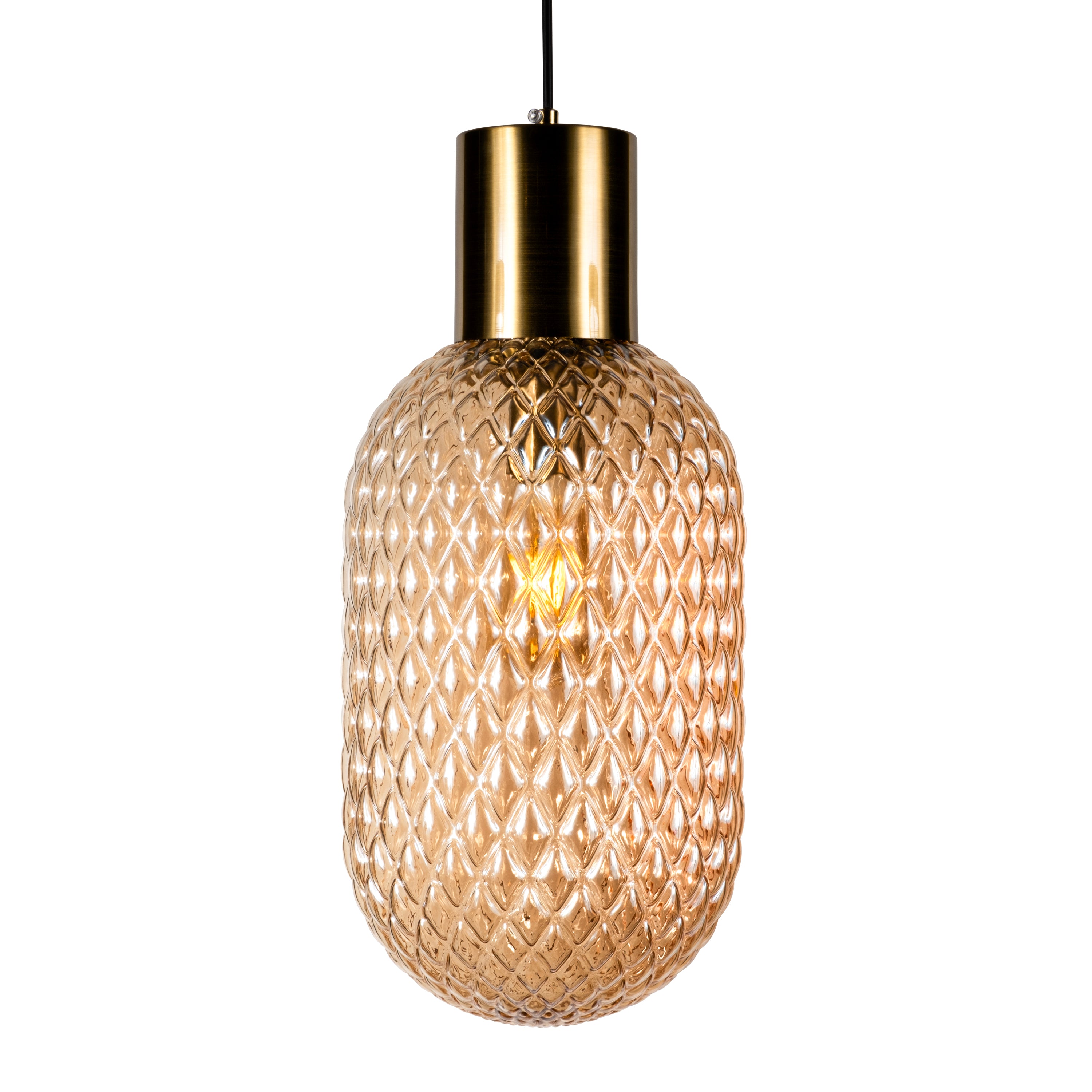 Custom Amber Glass Multi Pendant Light, Oval Lampshade Amber Textured Glass, Stairwell Pendant Lighting,  Custom Chandelier for Staircase