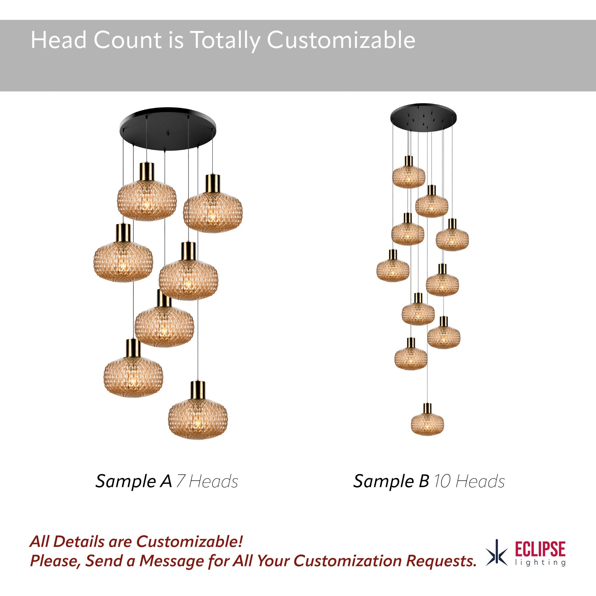 Custom Amber Glass Multi Pendant Light, Oval Lampshade Amber Textured Glass, Stairwell Pendant Lighting,  Custom Chandelier for Staircase