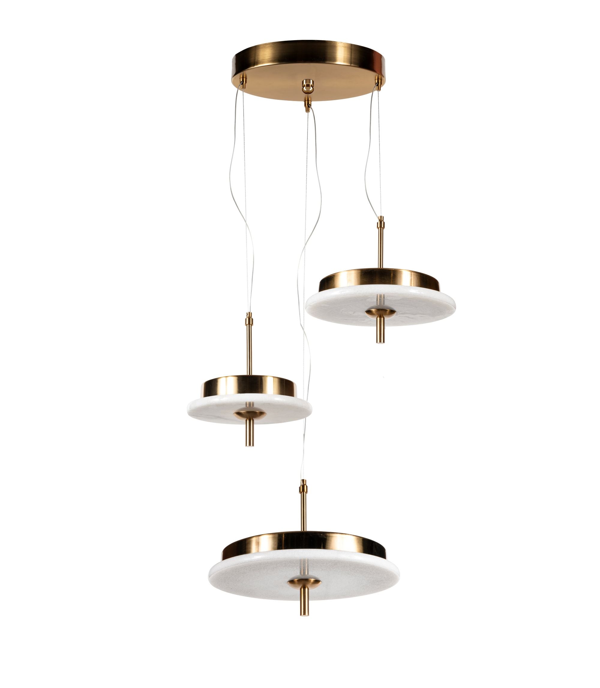 Luxury Marble LED Pendant Light for Dining Table & Kitchen Island – Custom Brass Fixture, Natural Stone Disc Chandelier, Alabaster Marble