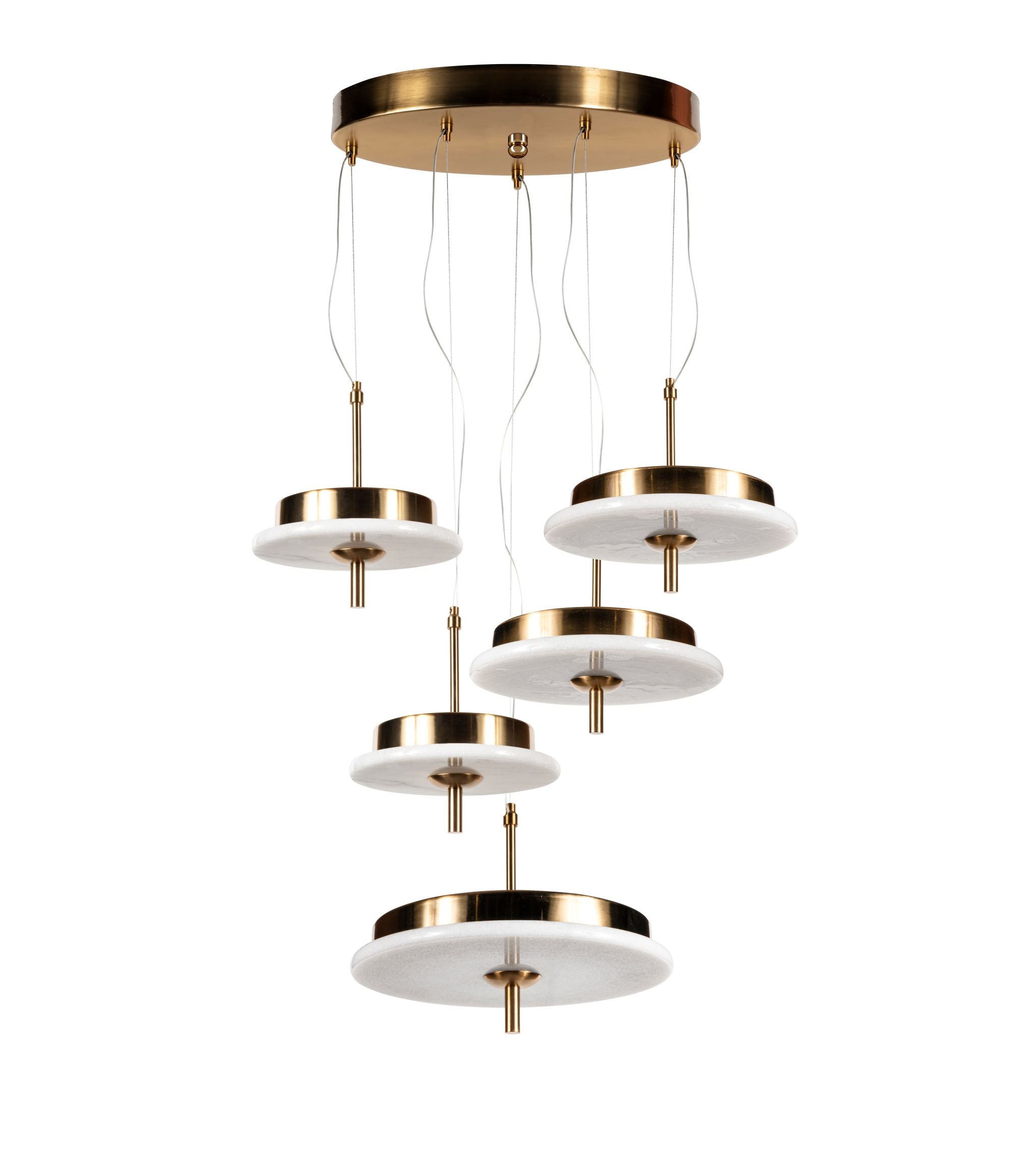 Luxury Marble LED Pendant Light for Dining Table & Kitchen Island – Custom Brass Fixture, Natural Stone Disc Chandelier, Alabaster Marble