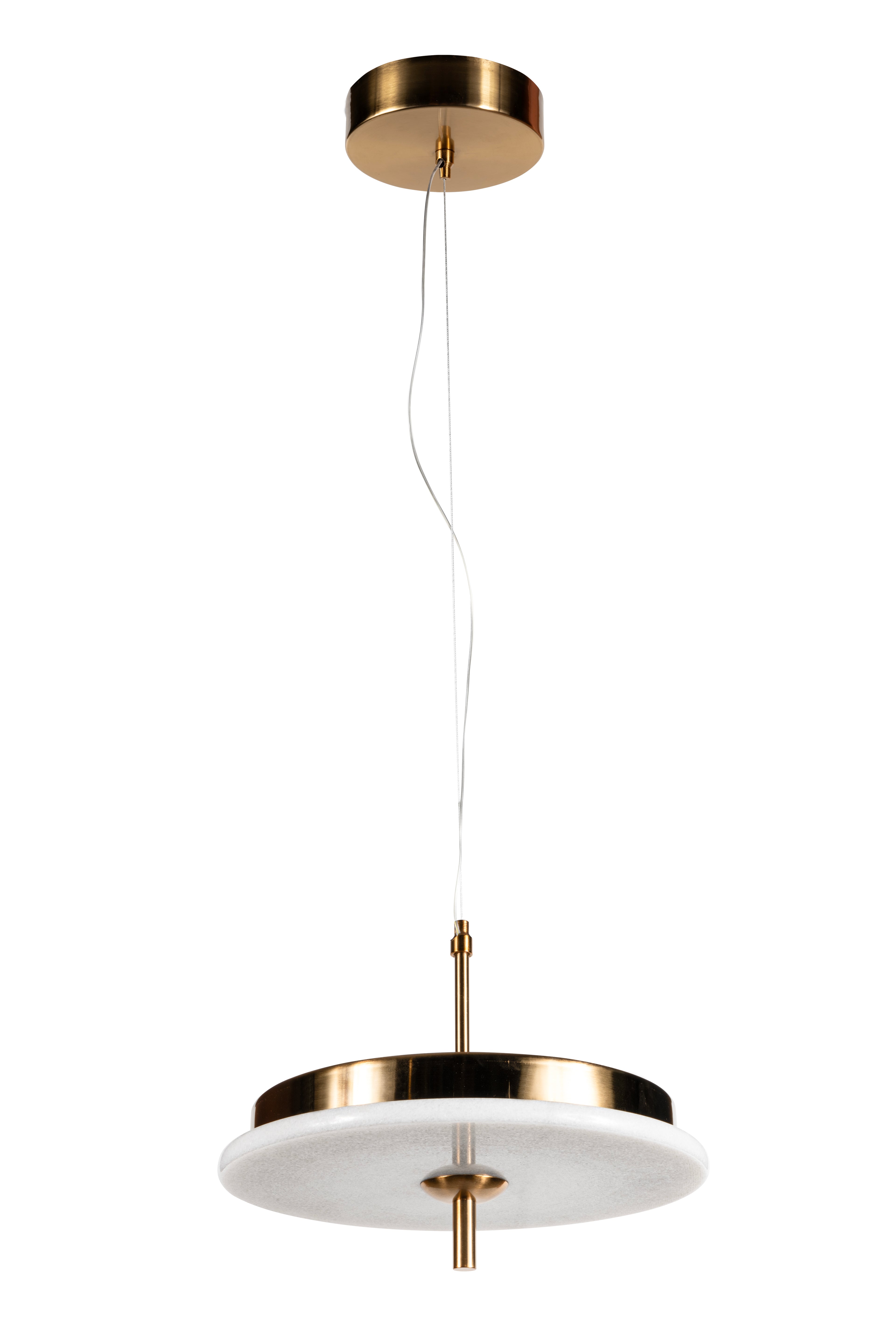 Luxury Marble LED Pendant Light for Dining Table & Kitchen Island – Custom Brass Fixture, Natural Stone Disc Chandelier, Alabaster Marble